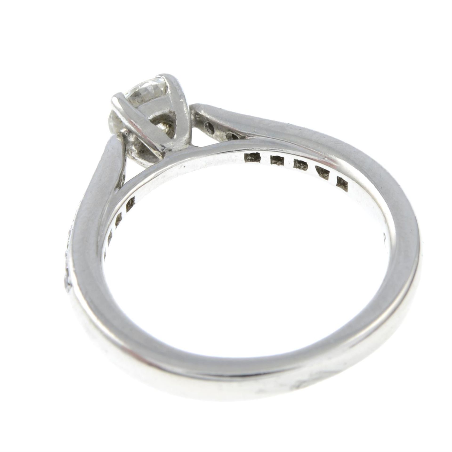 A platinum brilliant-cut diamond single-stone ring. - Image 2 of 2
