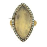 A Georgian 12ct gold split pearl converted brooch. AF.