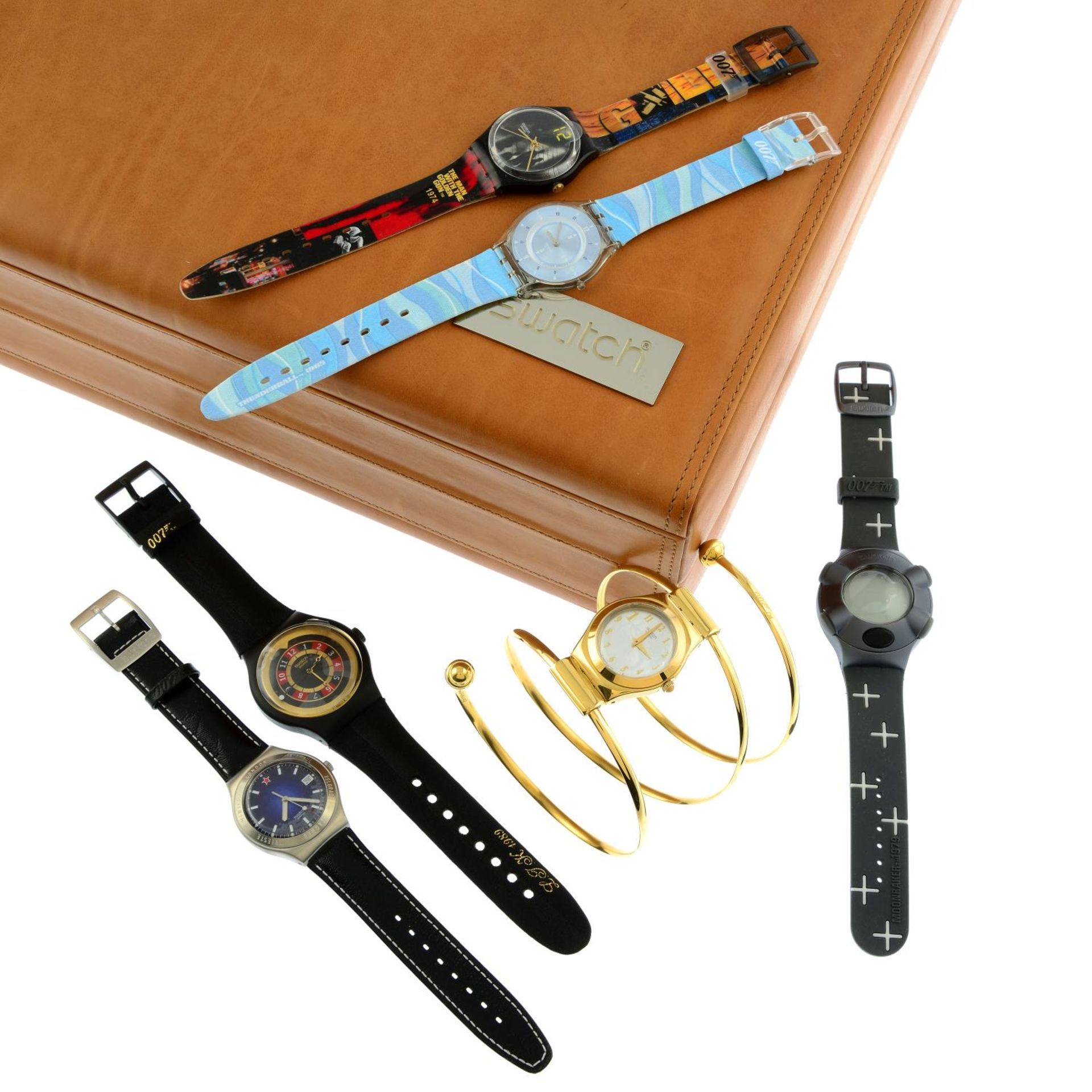 SWATCH - a limited edition 'James Bond' collection of twenty watches with presentation case.