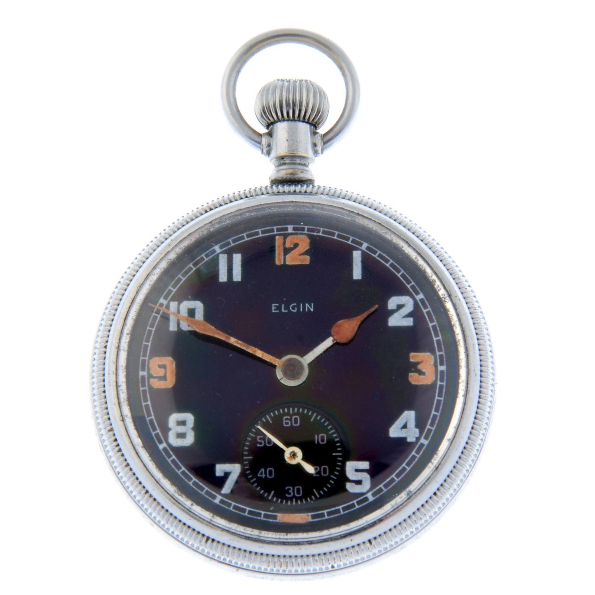 A military issue open face pocket watch by Elgin.