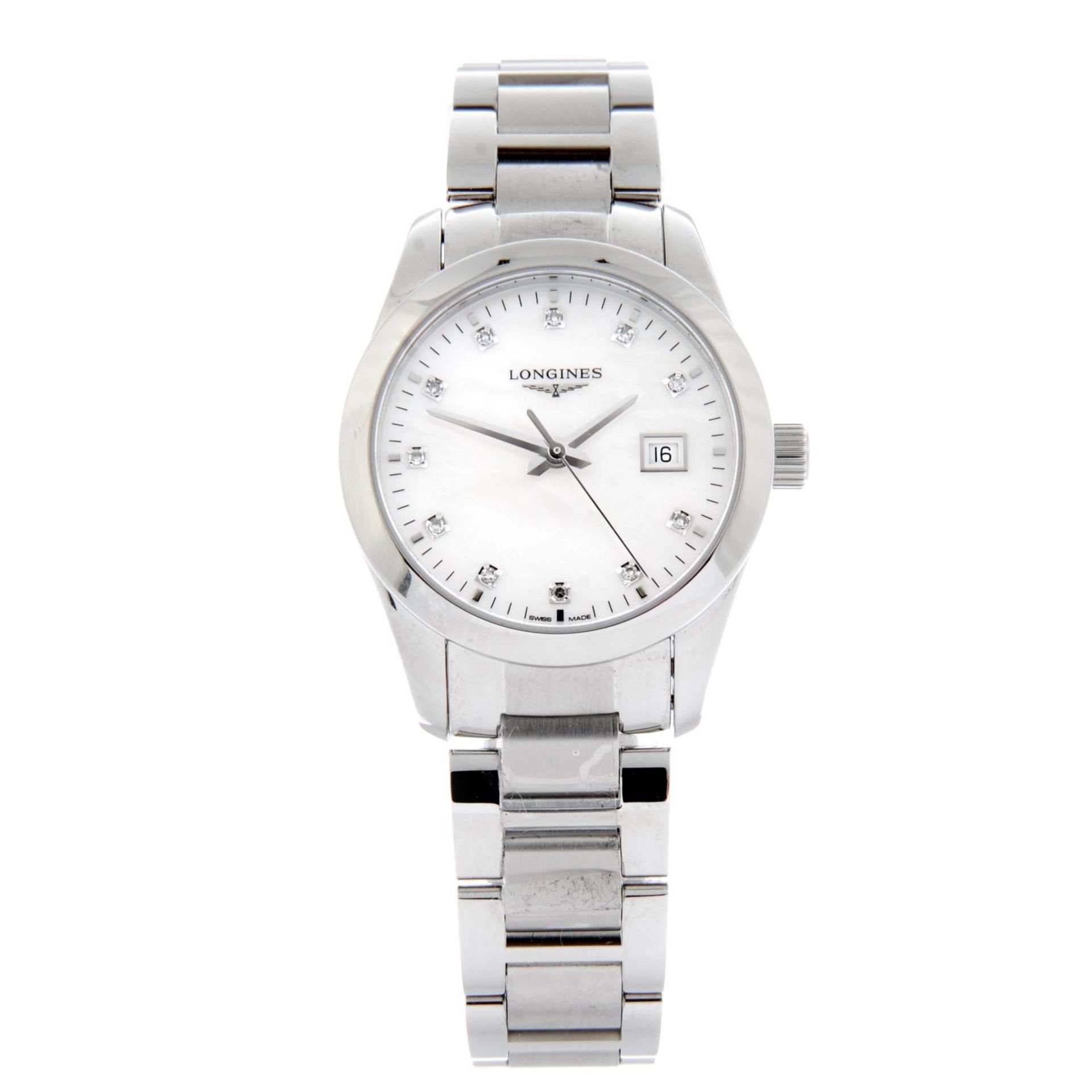 CURRENT MODEL: LONGINES - a lady's Conquest bracelet watch.