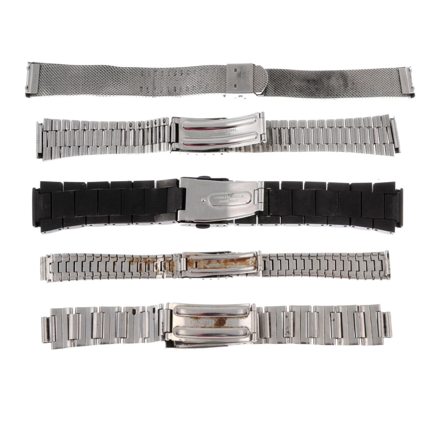 SEIKO - a group of five assorted stainless steel watch bracelets. - Image 2 of 2