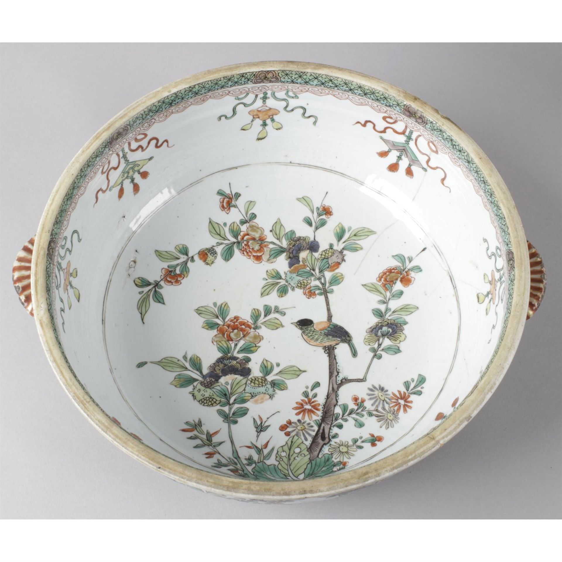 A twin handled oriental dish with cover together with an Imari bowl. - Image 2 of 3