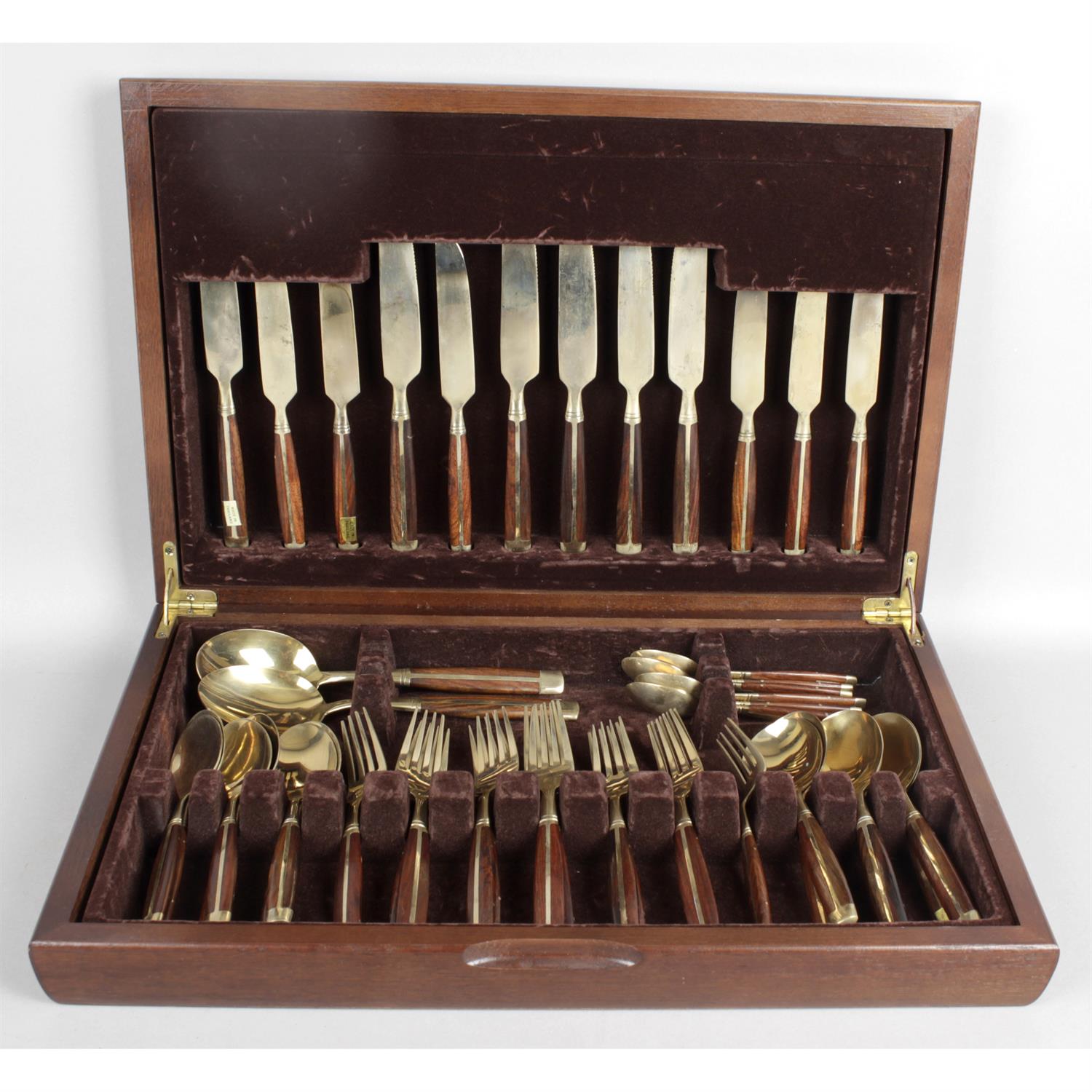 A stained wooden cased canteen of cutlery. - Image 2 of 2