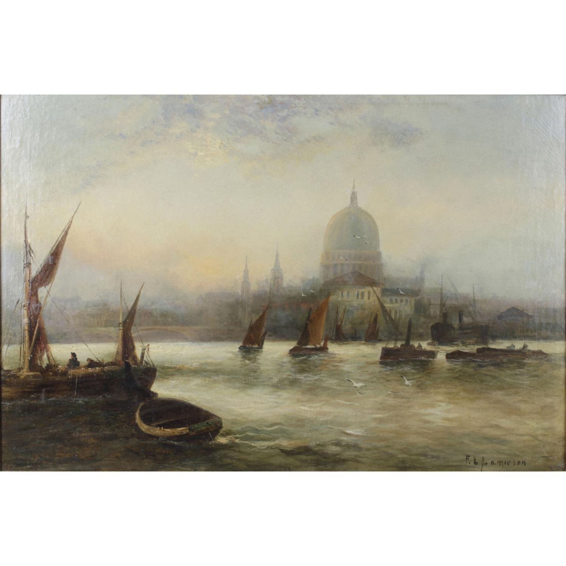 F. E Jamieson (1895 - 1950), oil painting on canvas of the River Thames