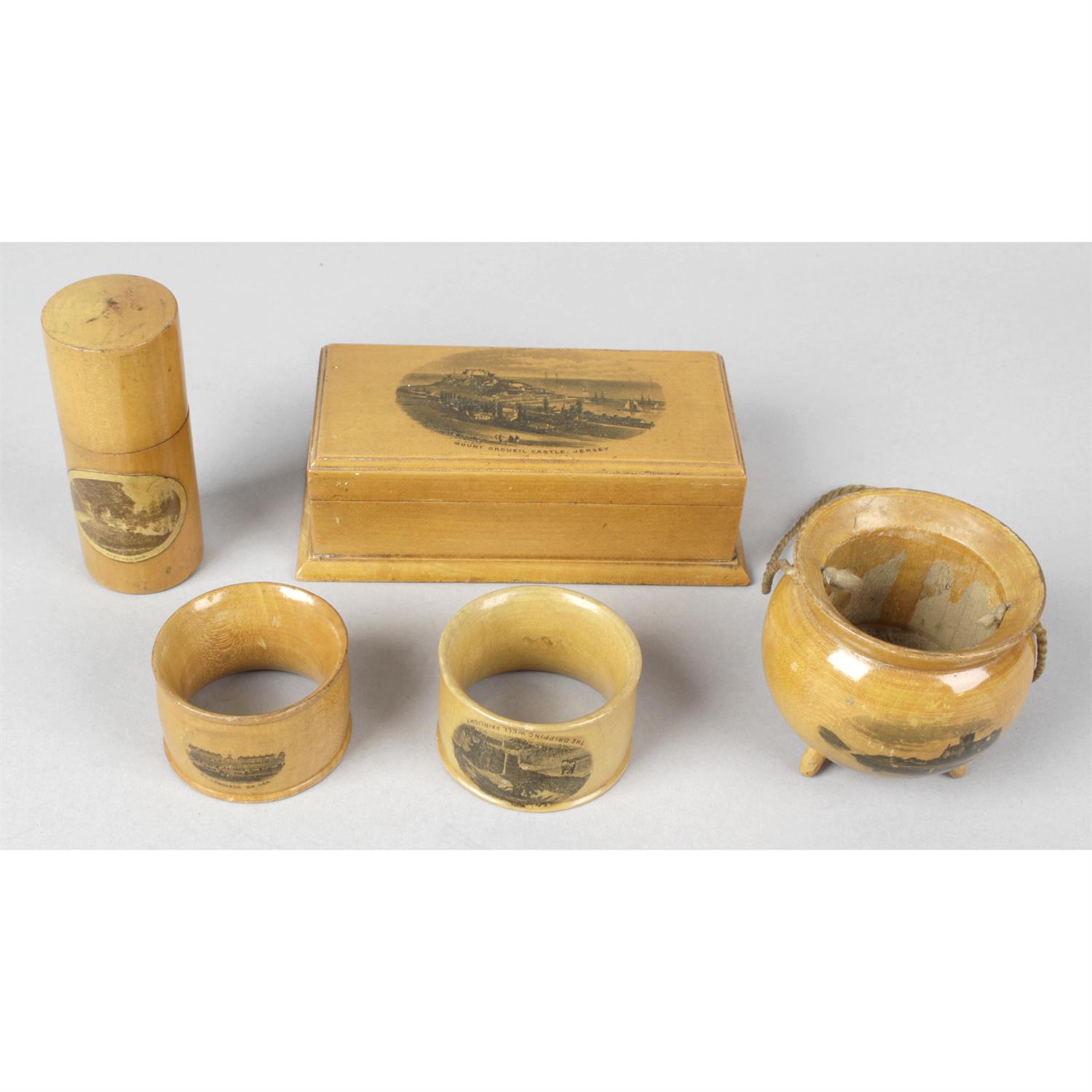 A collection of eight items of Mauchline ware.