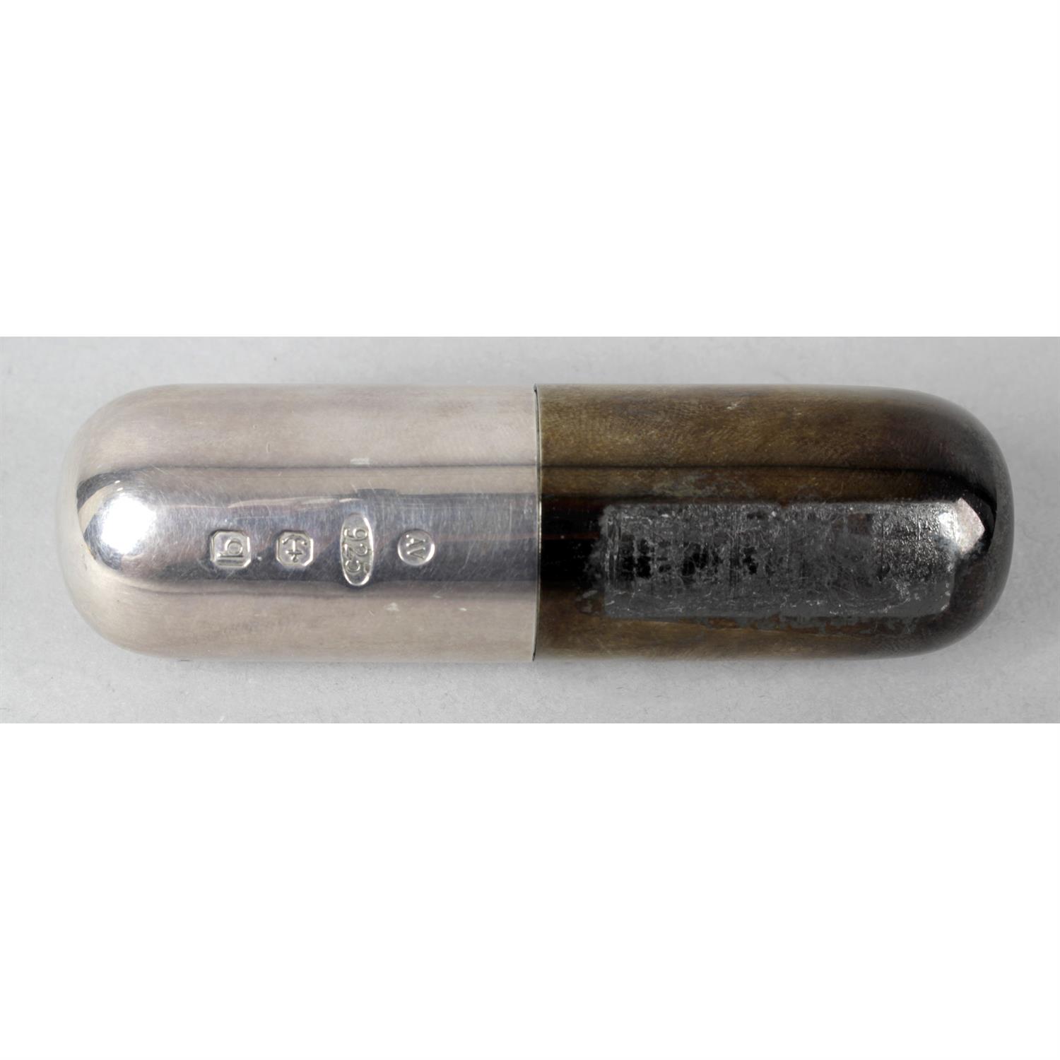 Two silver pill boxes modelled as pill capsules. - Image 3 of 3