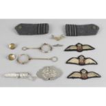 A selection of assorted items, to include RAF badges and buttons, a mother-of-pearl case,