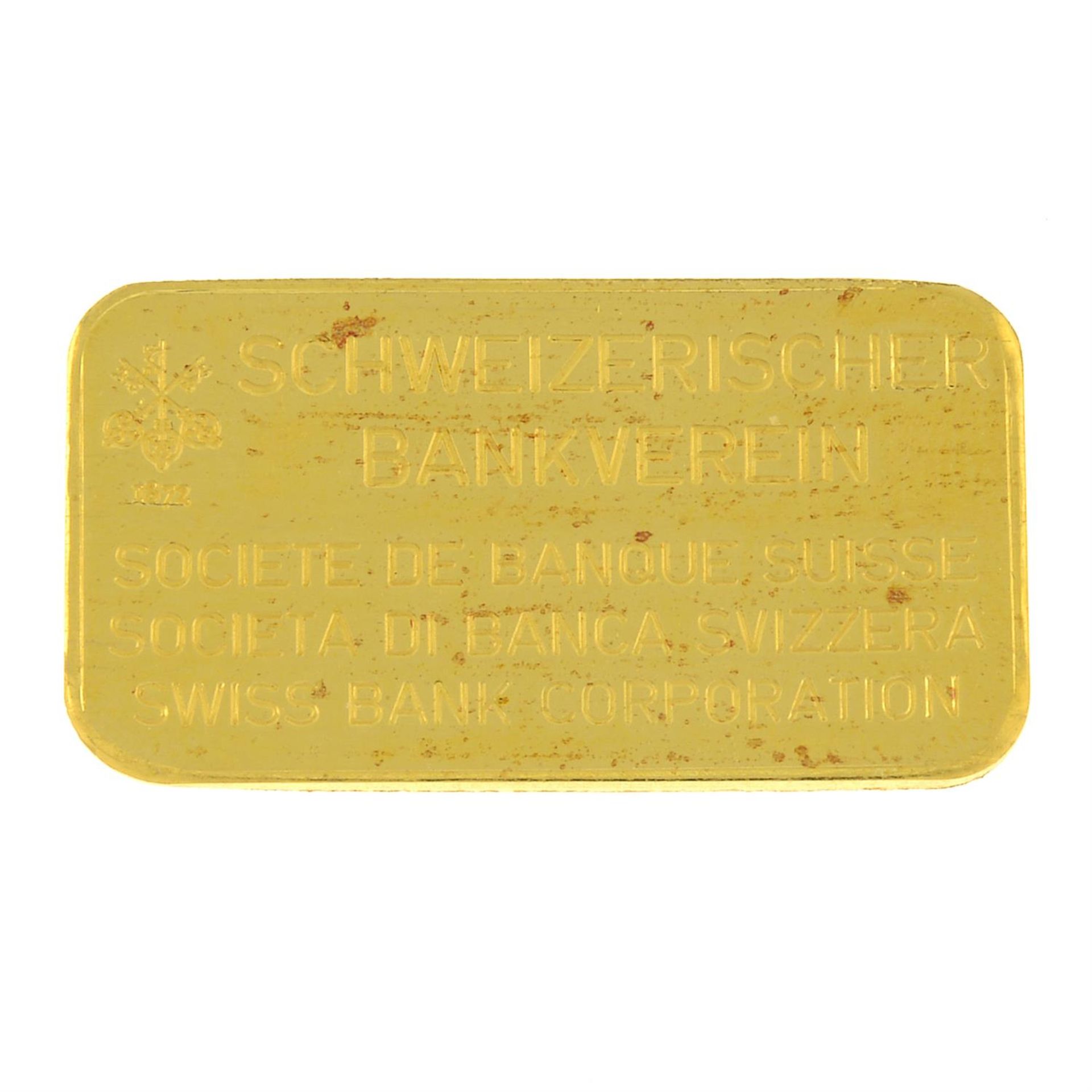 Switzerland, Swiss Bank Corporation, 10g fine gold bar.
