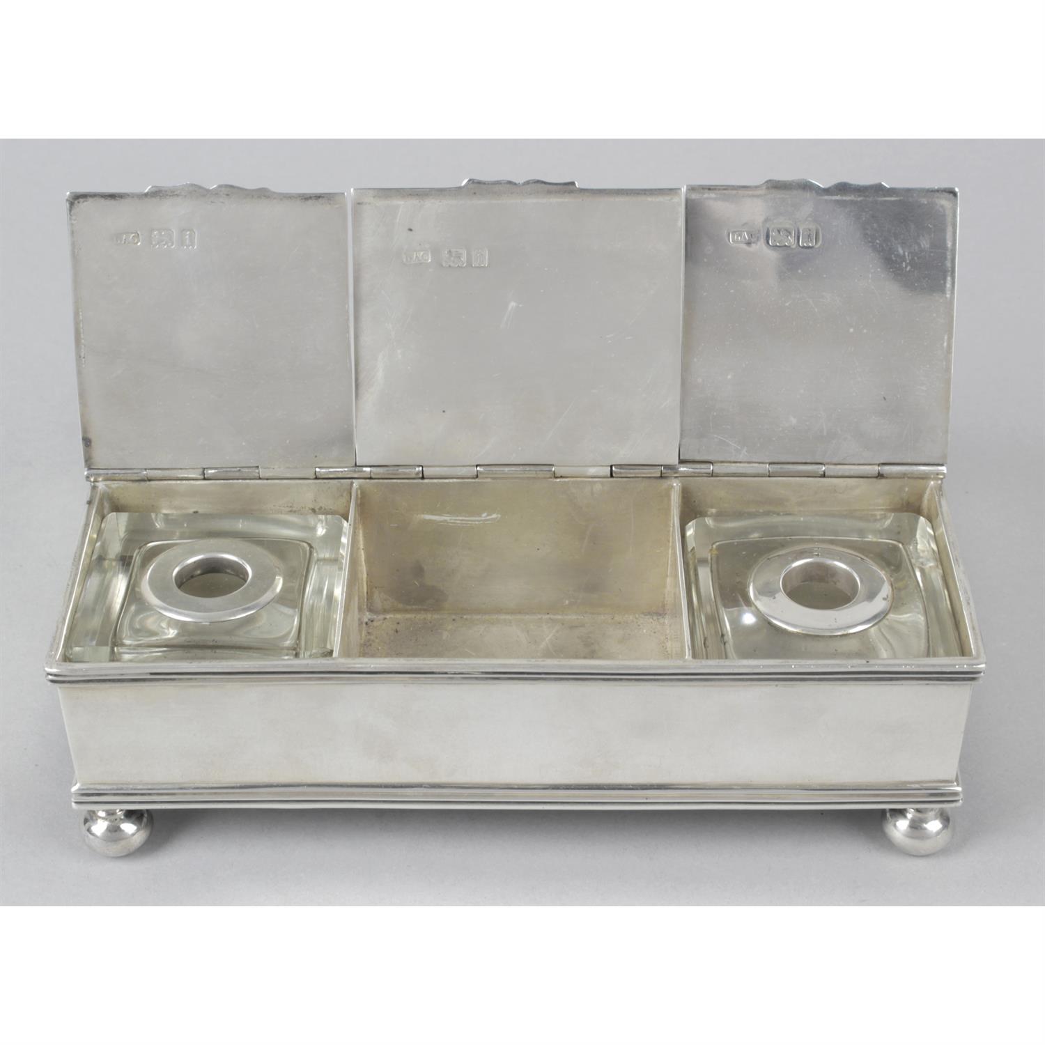 A Geoge V silver treasury ink stand. - Image 2 of 4