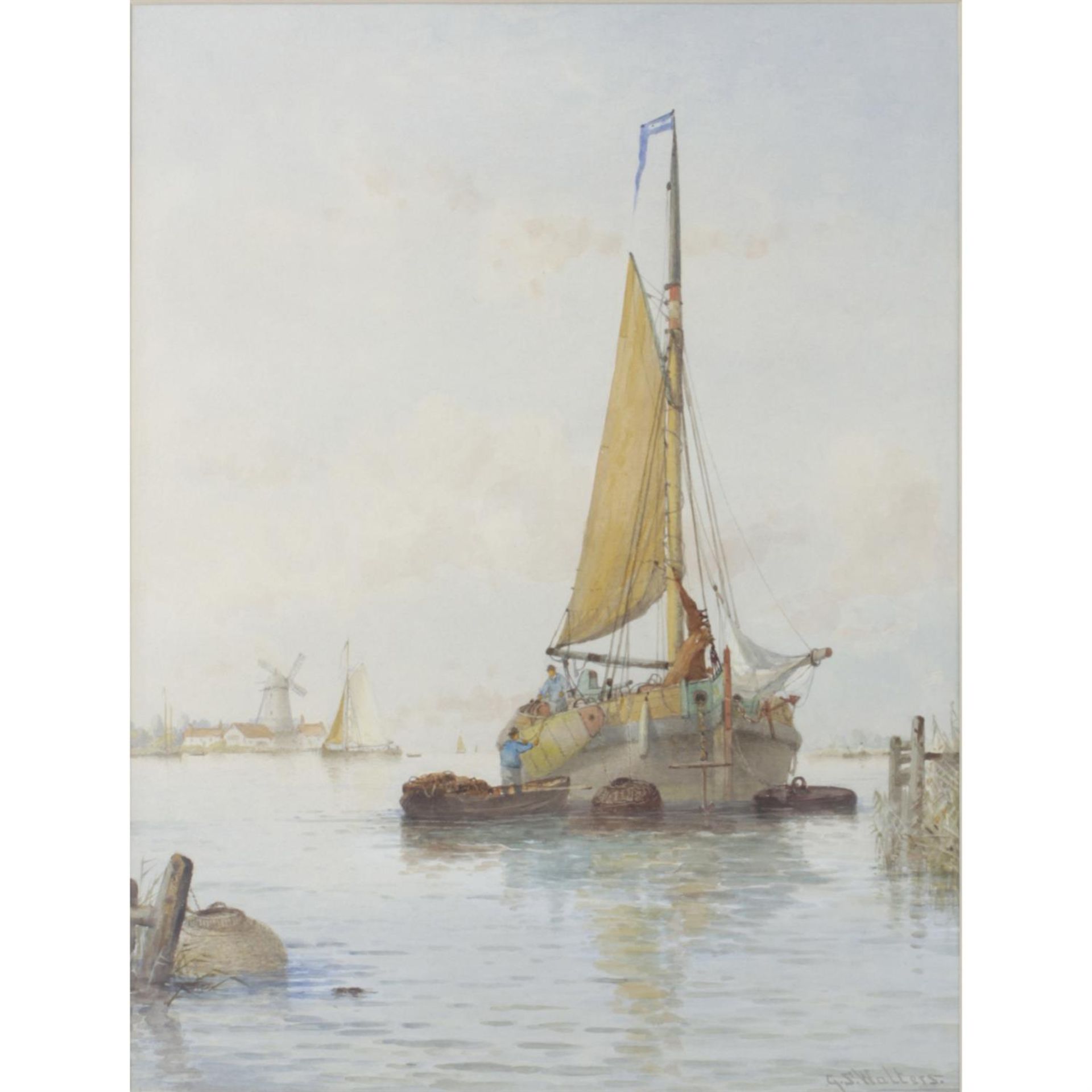 G.S Walters (1838 - 1924), "On This Zuider Zee", watercolour painting