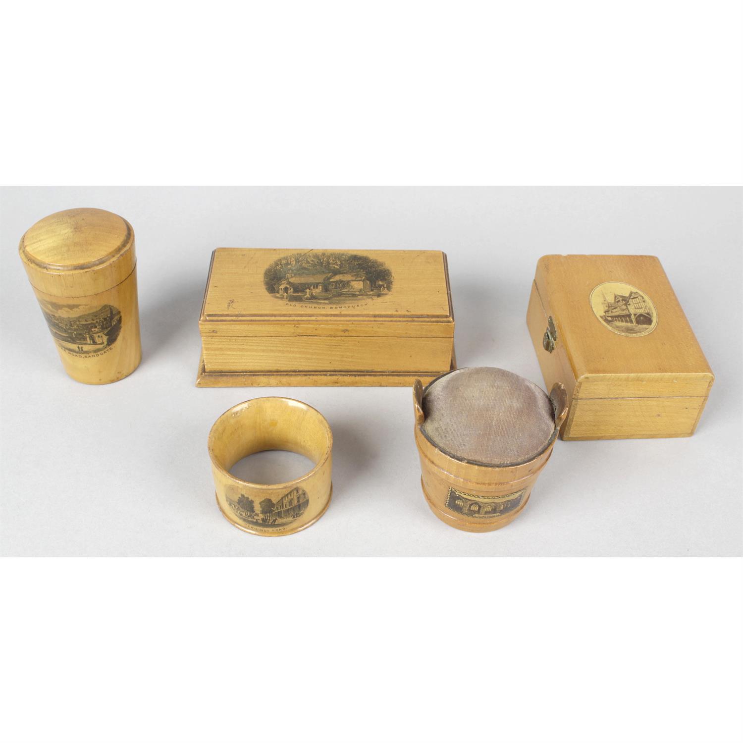 A collection of seven items of Mauchline ware.