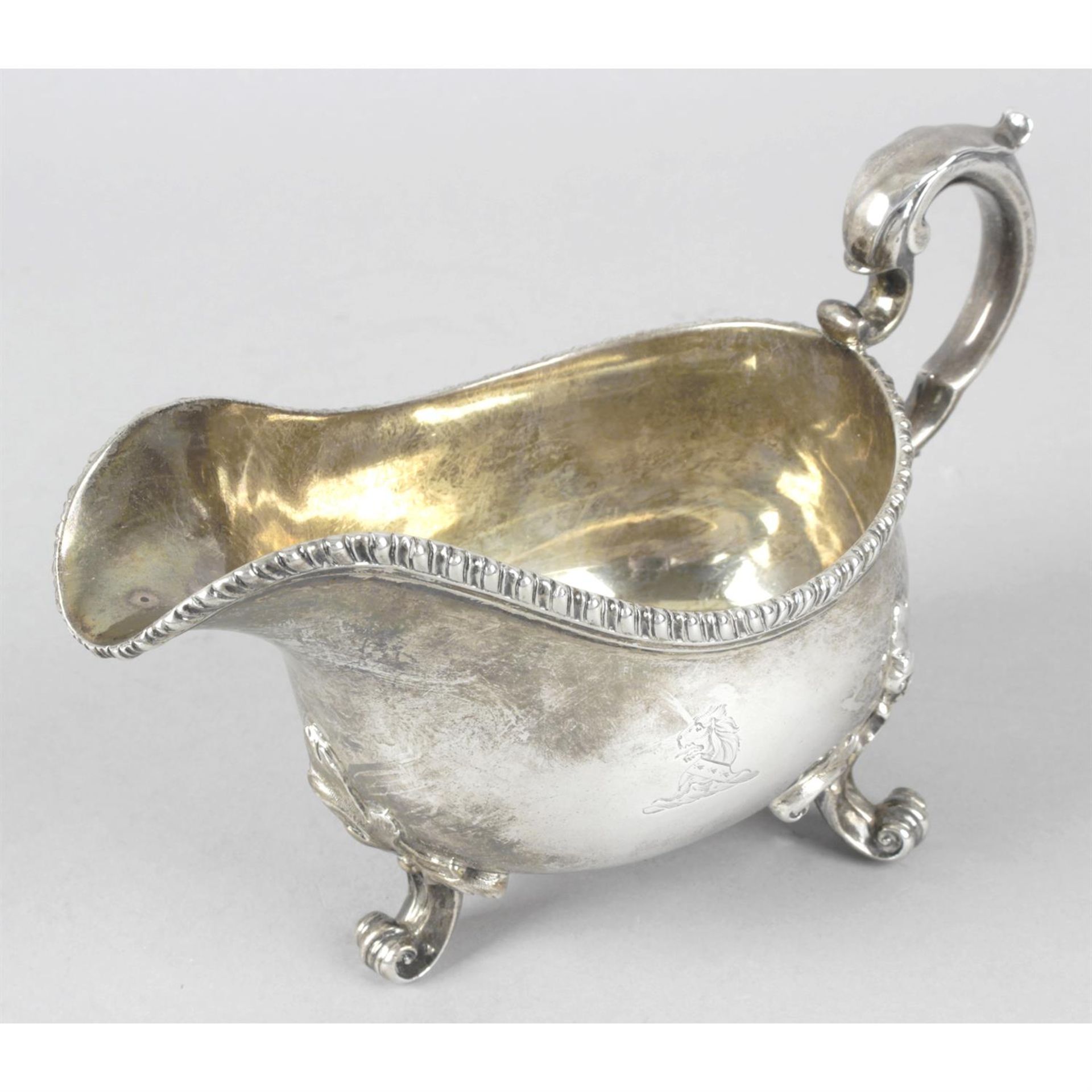 An early Victorian silver sauce boat.