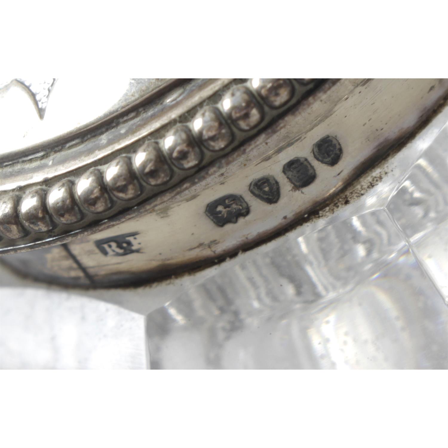 A Victorian silver inkstand with central glass ink pot. - Image 2 of 3