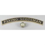 Tapley & Co. vintage gradient meter and reproduction miniature Flying Scotsman name plaque.