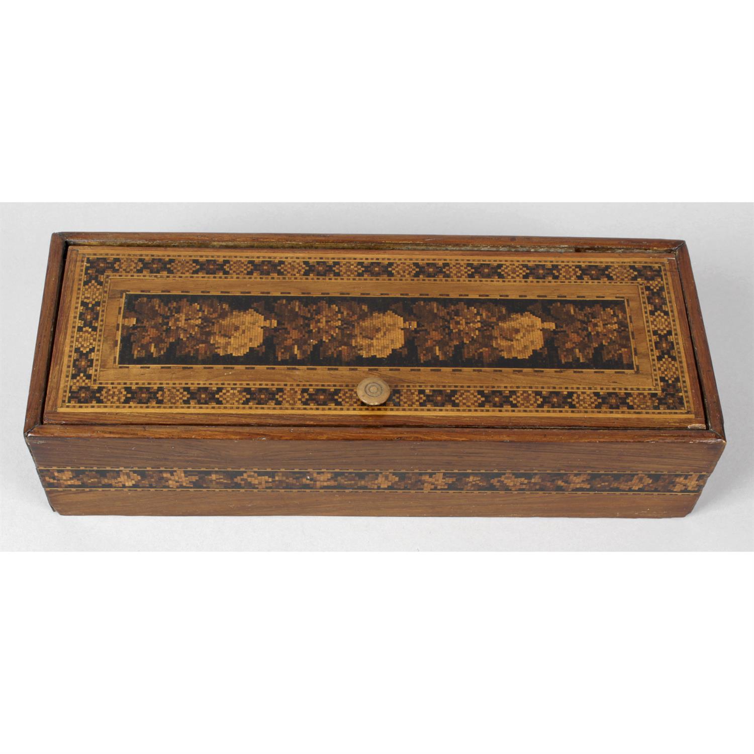 A 19th Century Tunbridge ware ladies glove box.