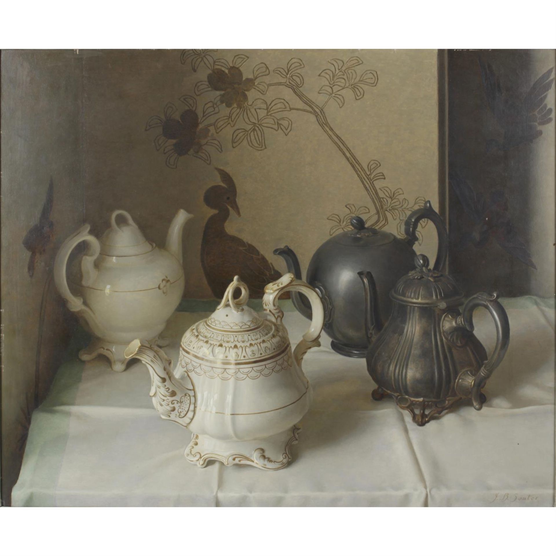 J.B.Souter, "A Tattle of Teapots", oil on board.