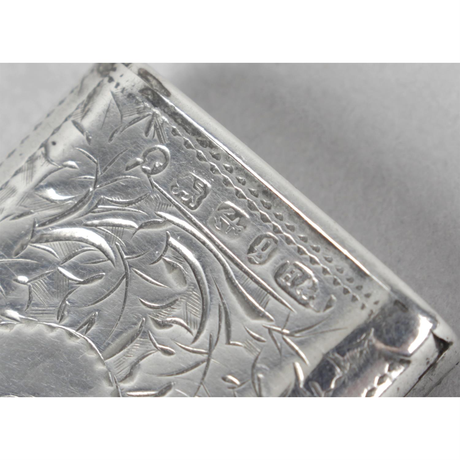 Four small late Victorian silver vesta cases, all foliate engraved. (4). - Image 4 of 6