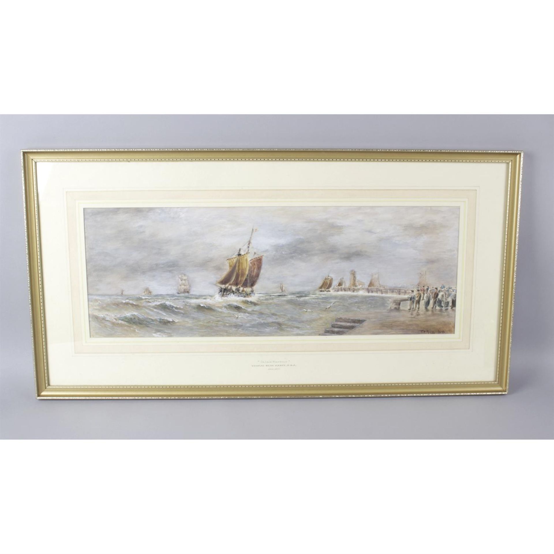 T. B Hardy (1842 - 1897), "Calais Harbour", signed watercolour - Image 2 of 3
