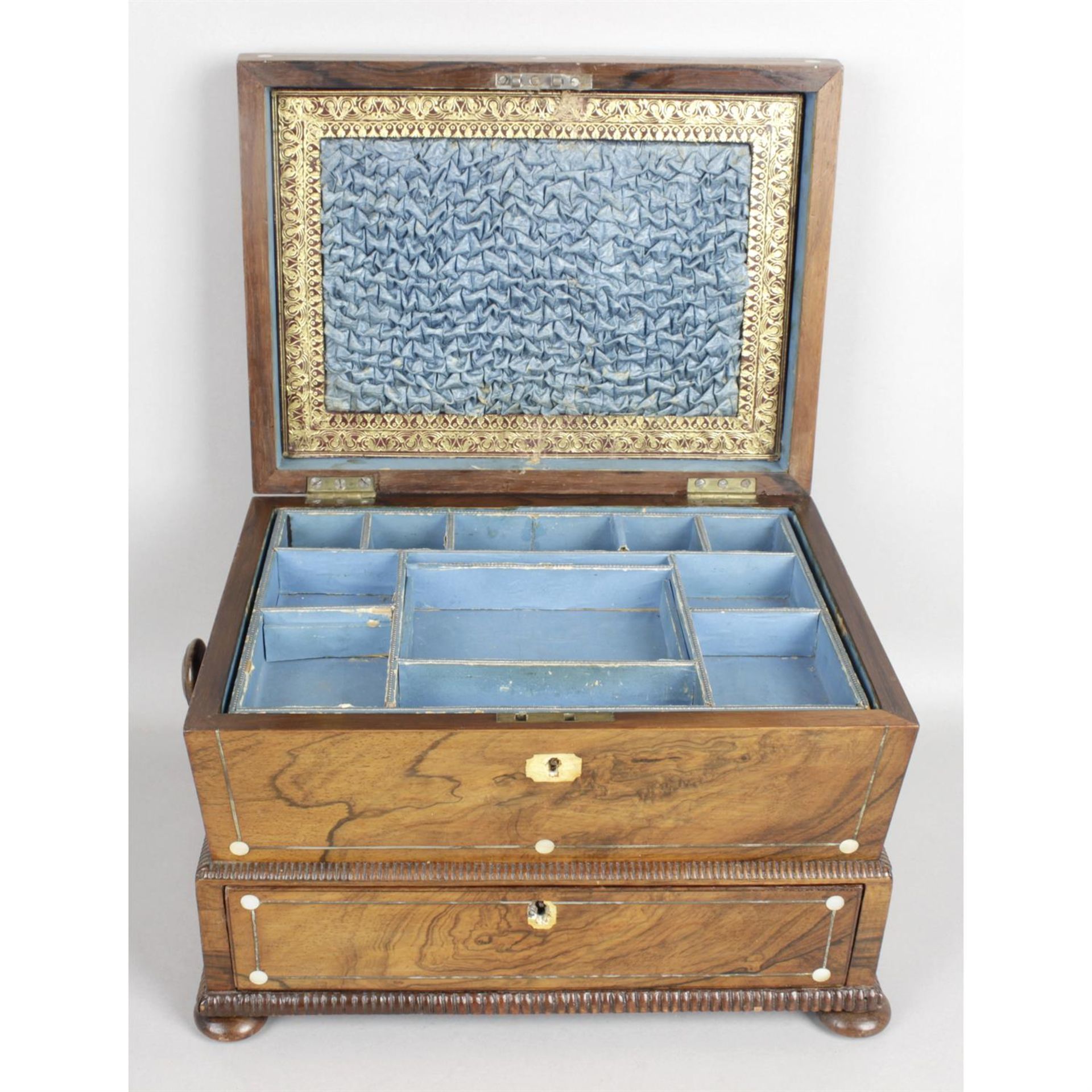 A 19th century rosewood ladies work box. - Image 2 of 2