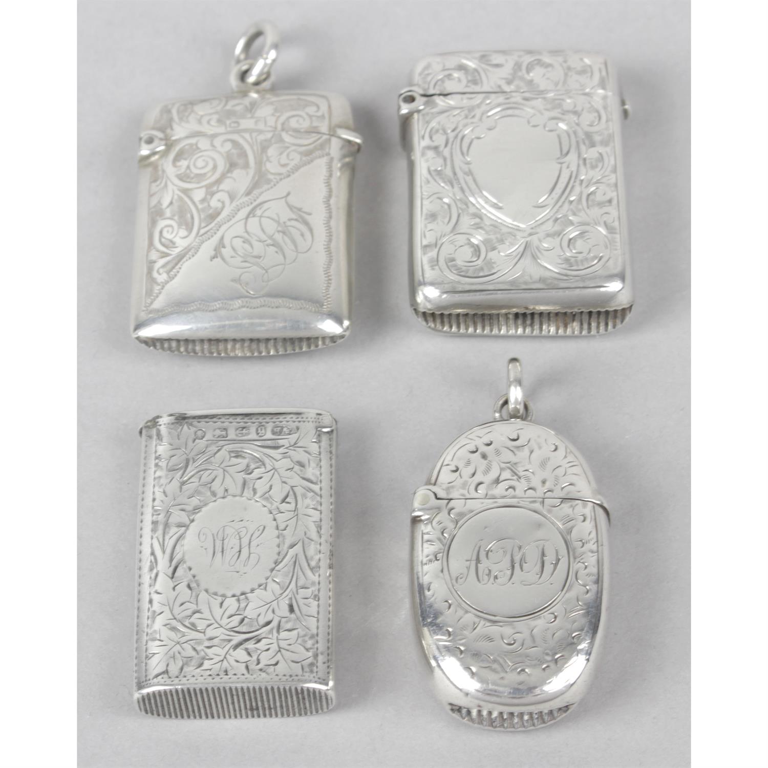 Four small late Victorian silver vesta cases, all foliate engraved. (4). - Image 6 of 6