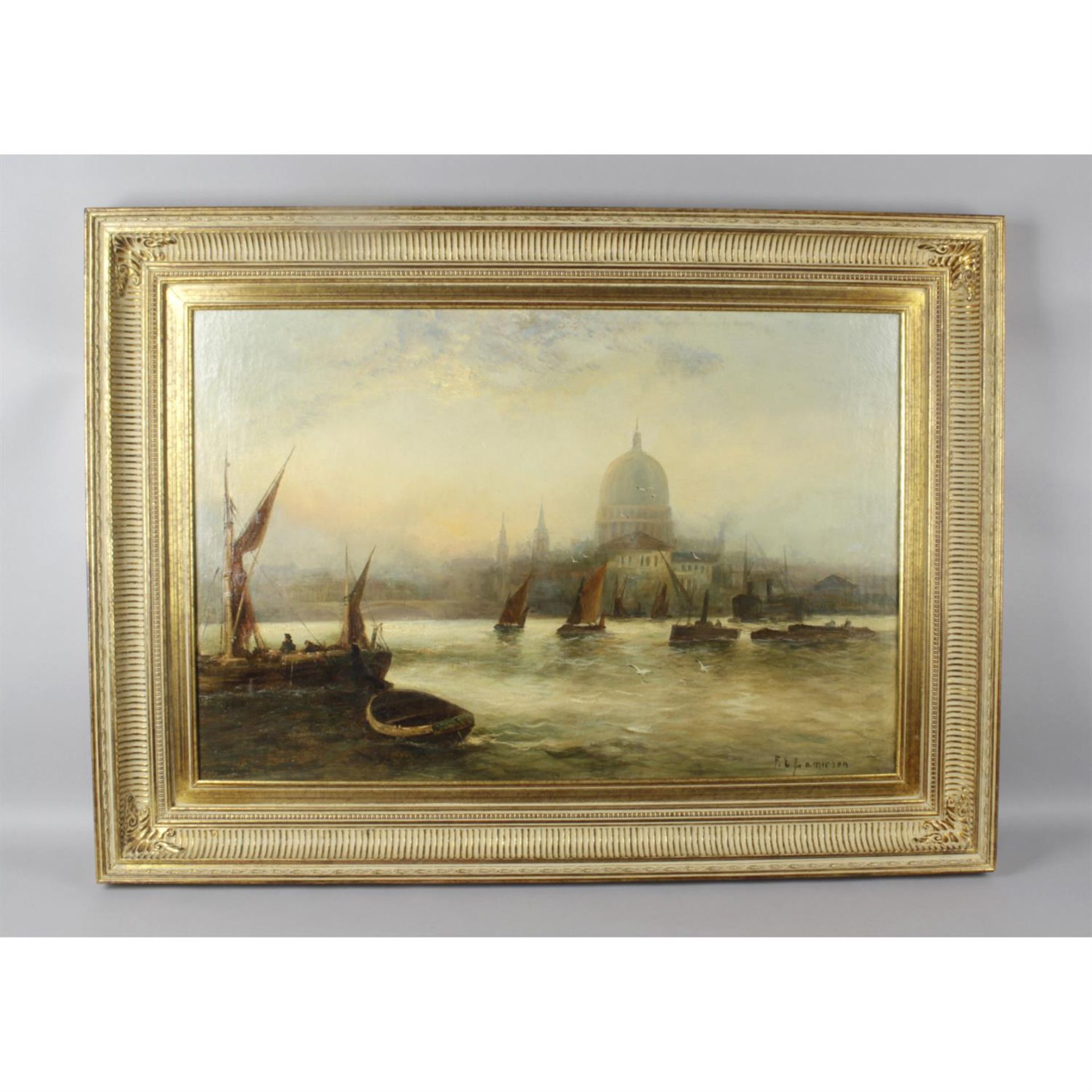 F. E Jamieson (1895 - 1950), oil painting on canvas of the River Thames - Image 2 of 3