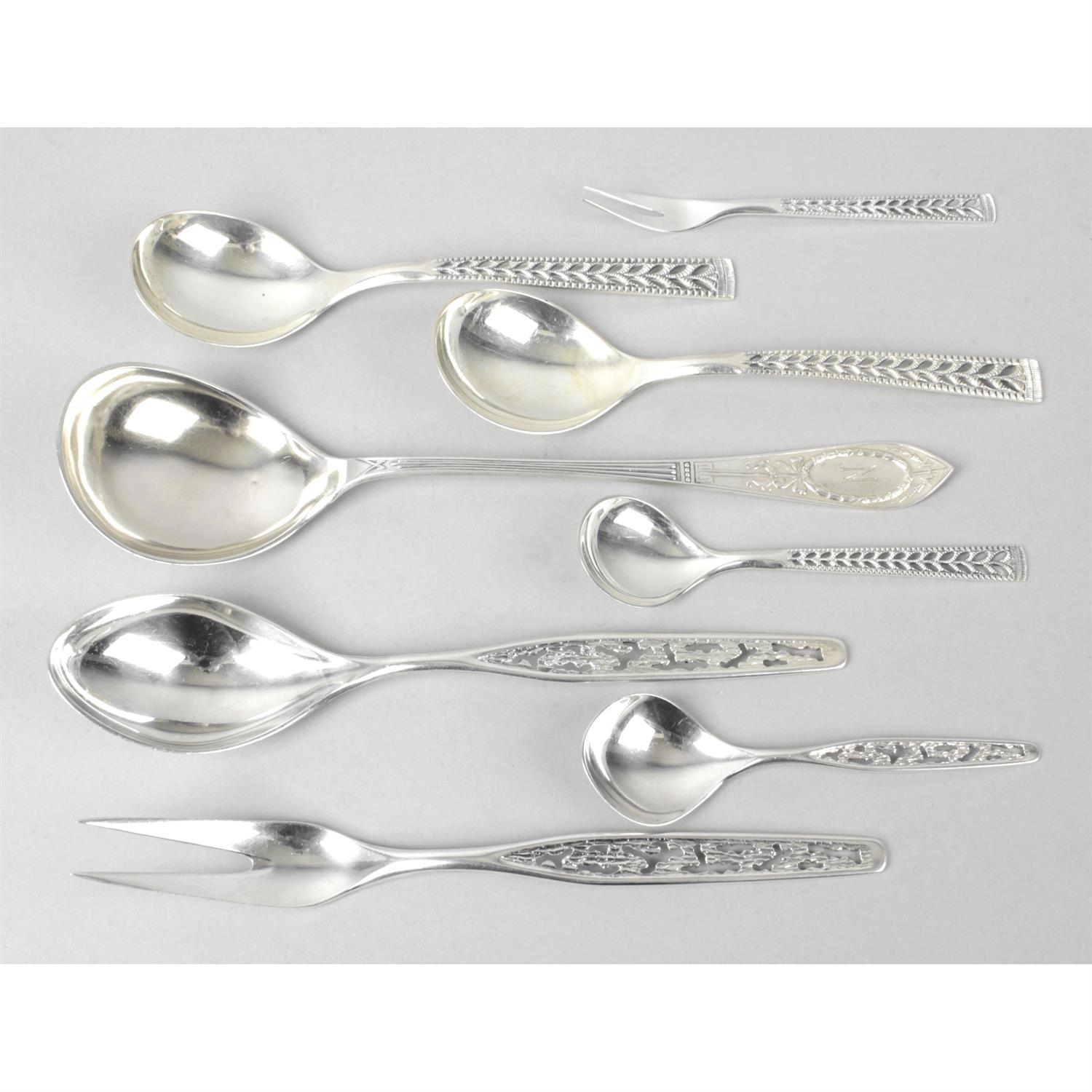 A Norwegian silver serving spoon or ladle, marked M.Olsen; together with various other Norwegian