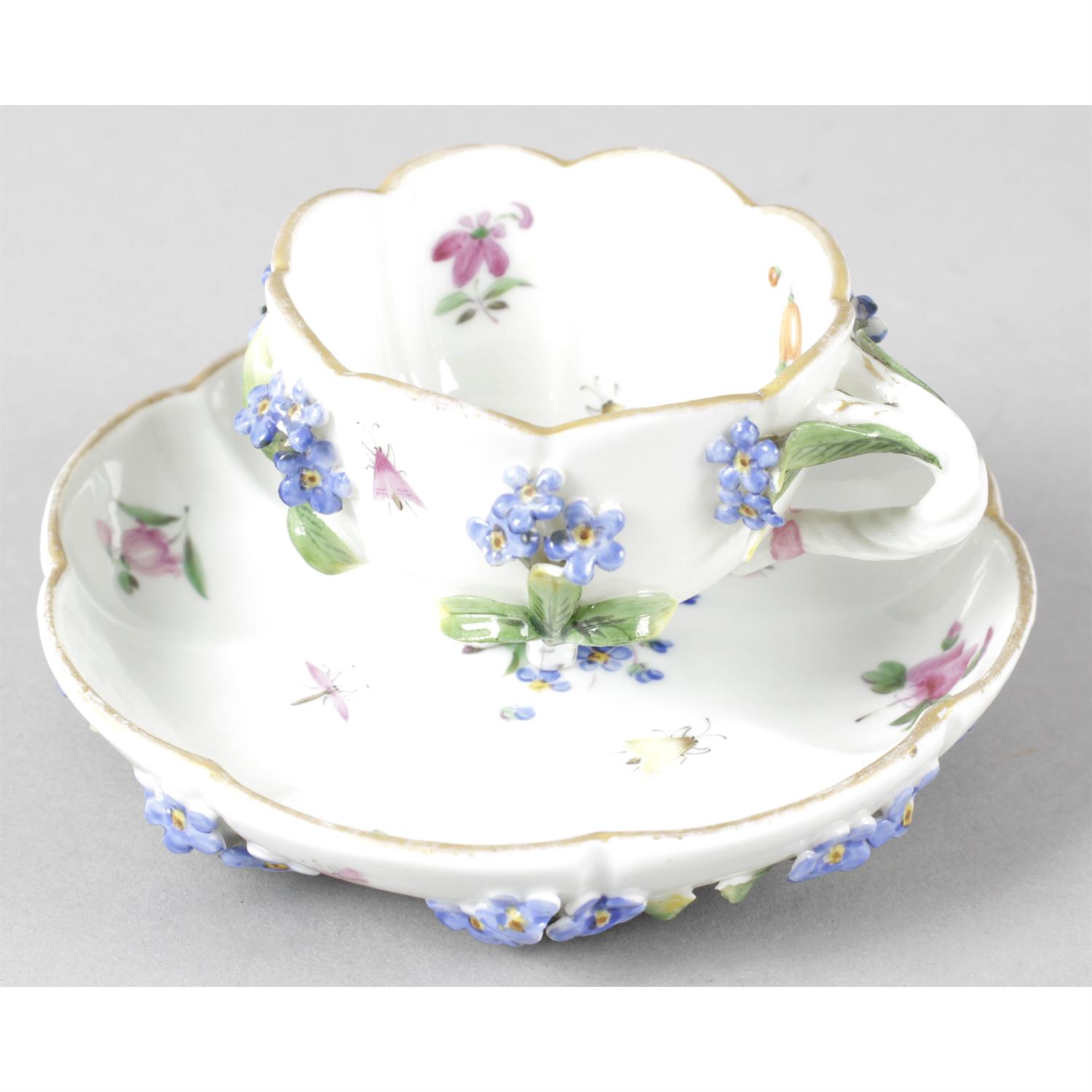 Continental porcelain cup and salver