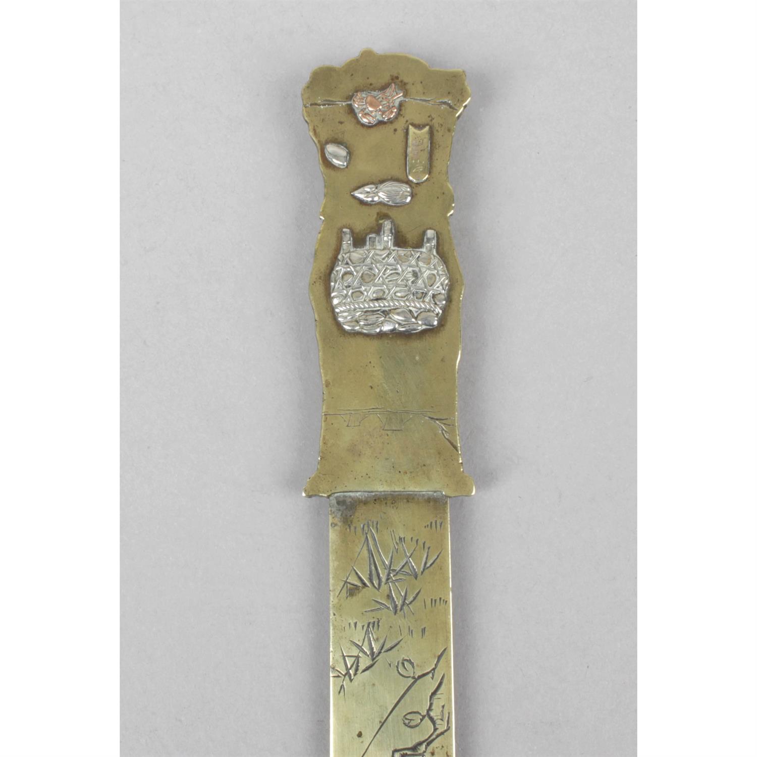 A late 19th century Japanese bronze letter knife. - Image 2 of 2