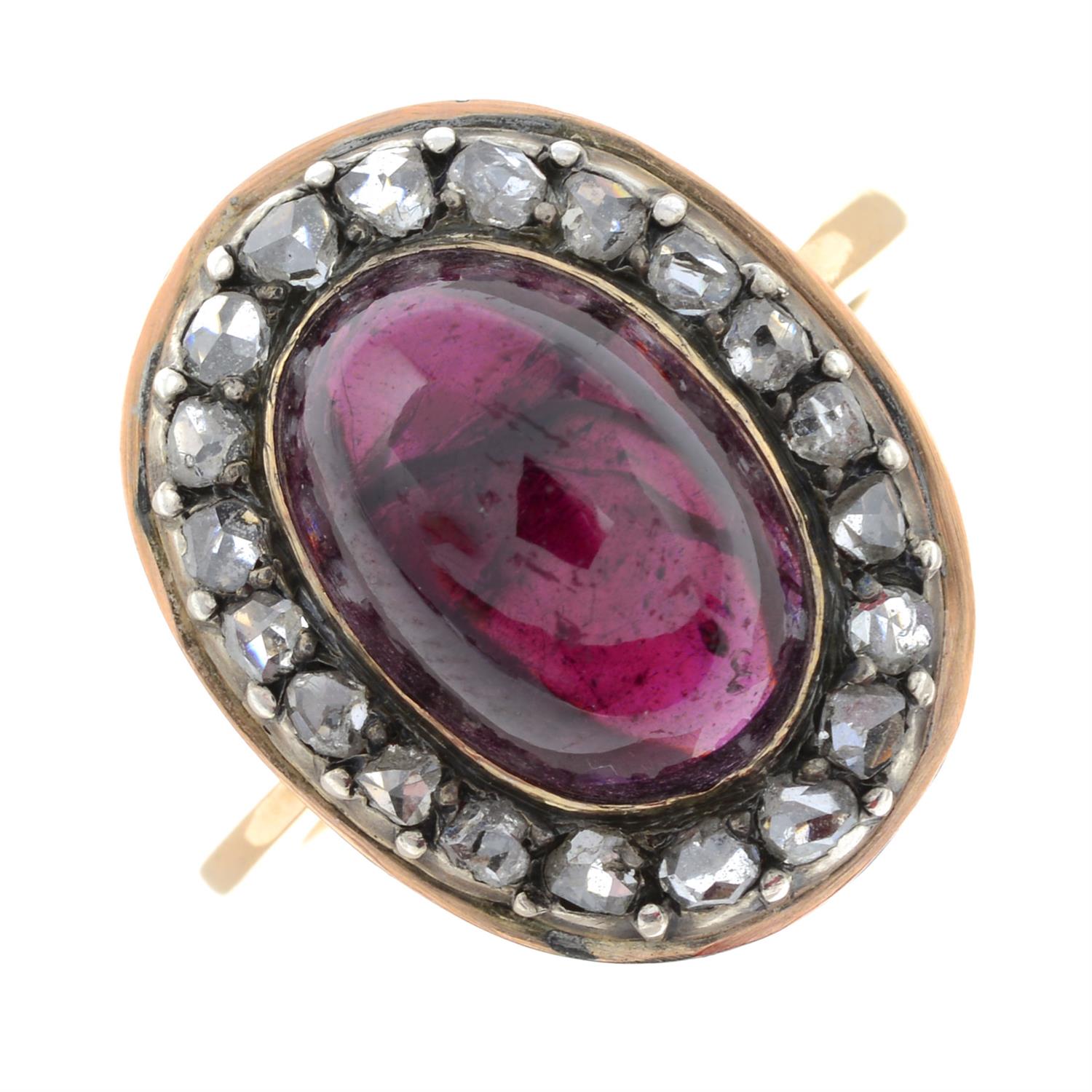 A garnet and rose-cut diamond cluster ring. - Image 2 of 6