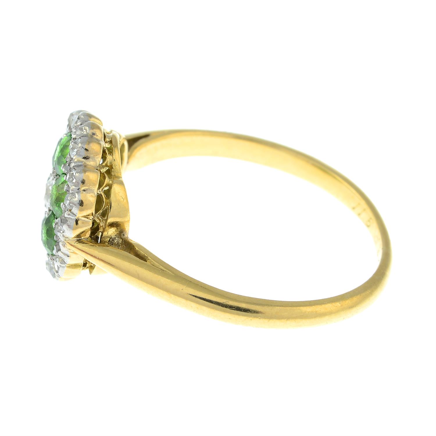 An early 20th century 18ct gold diamond and demantoid garnet cluster ring. - Image 3 of 6