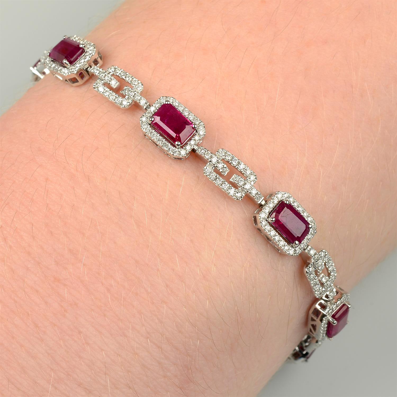 A ruby and diamond bracelet.