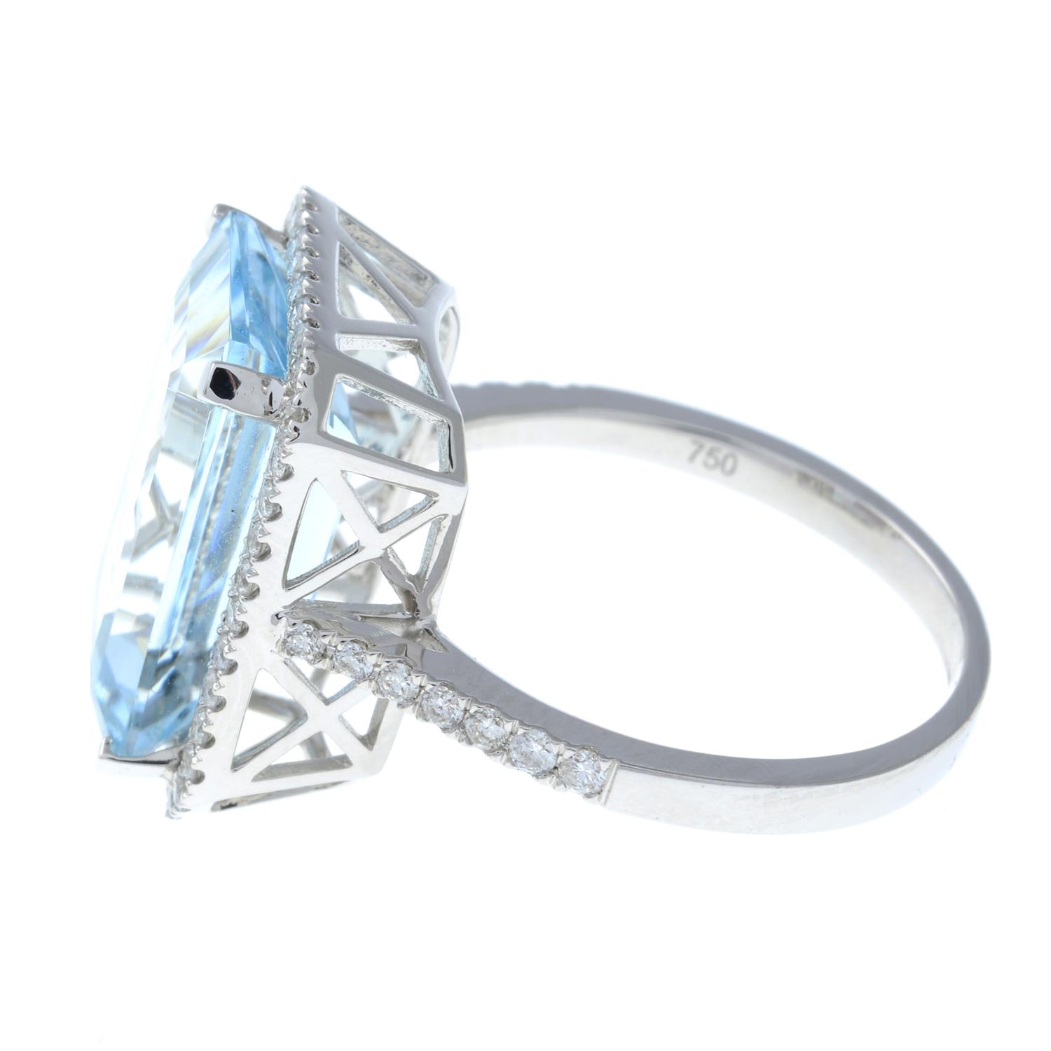 An 18ct gold aquamarine and brilliant-cut diamond ring. - Image 3 of 6