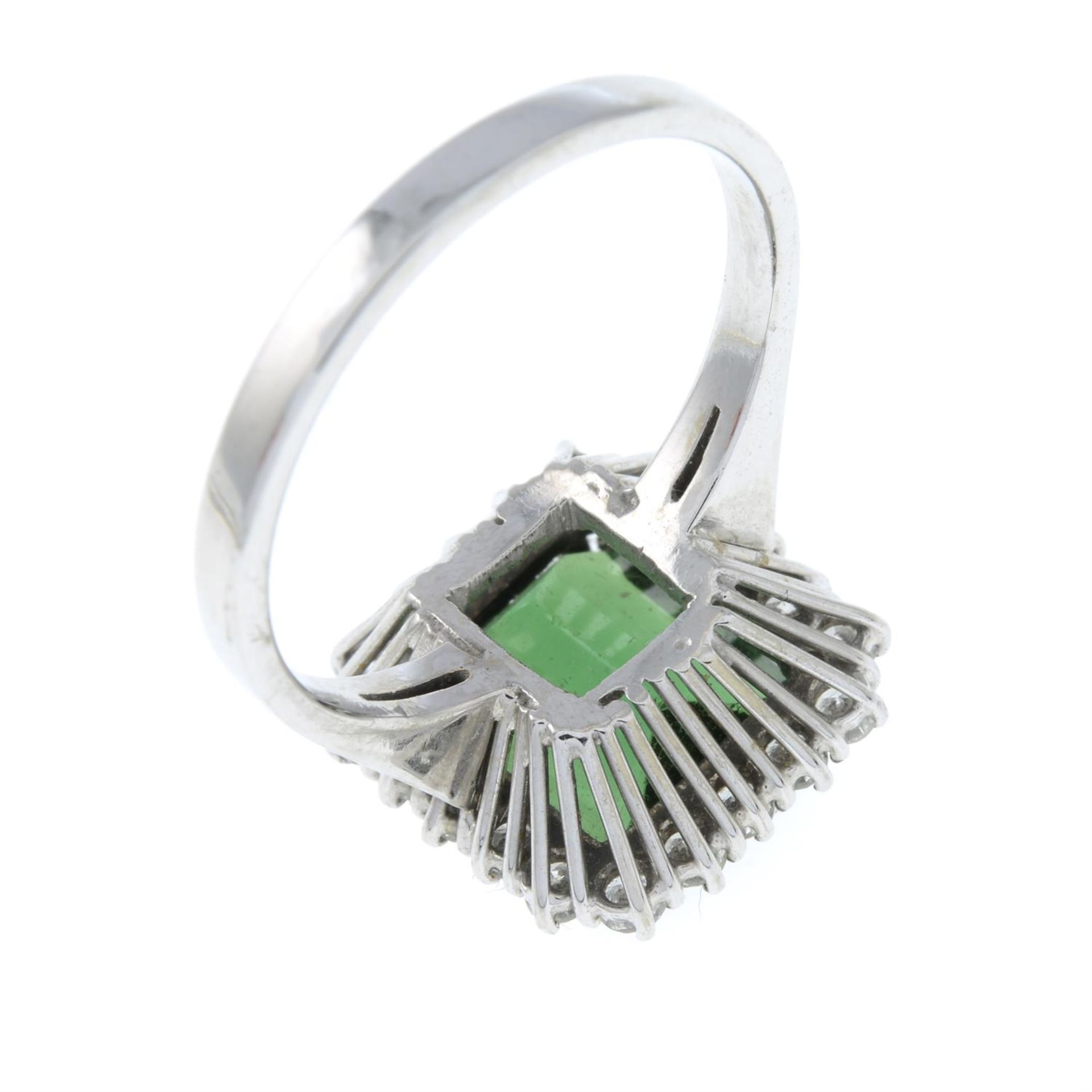 A green tourmaline and brilliant-cut diamond cluster ring. - Image 5 of 6