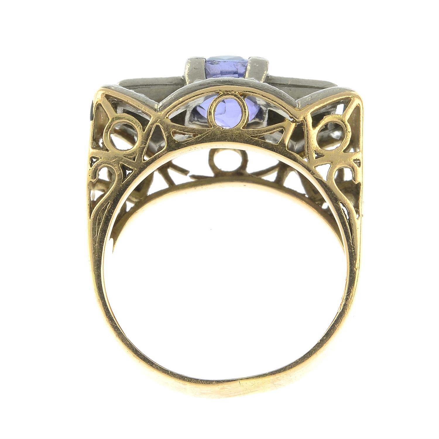 A 1940s palladium and gold sapphire and diamond dress ring. - Image 5 of 6