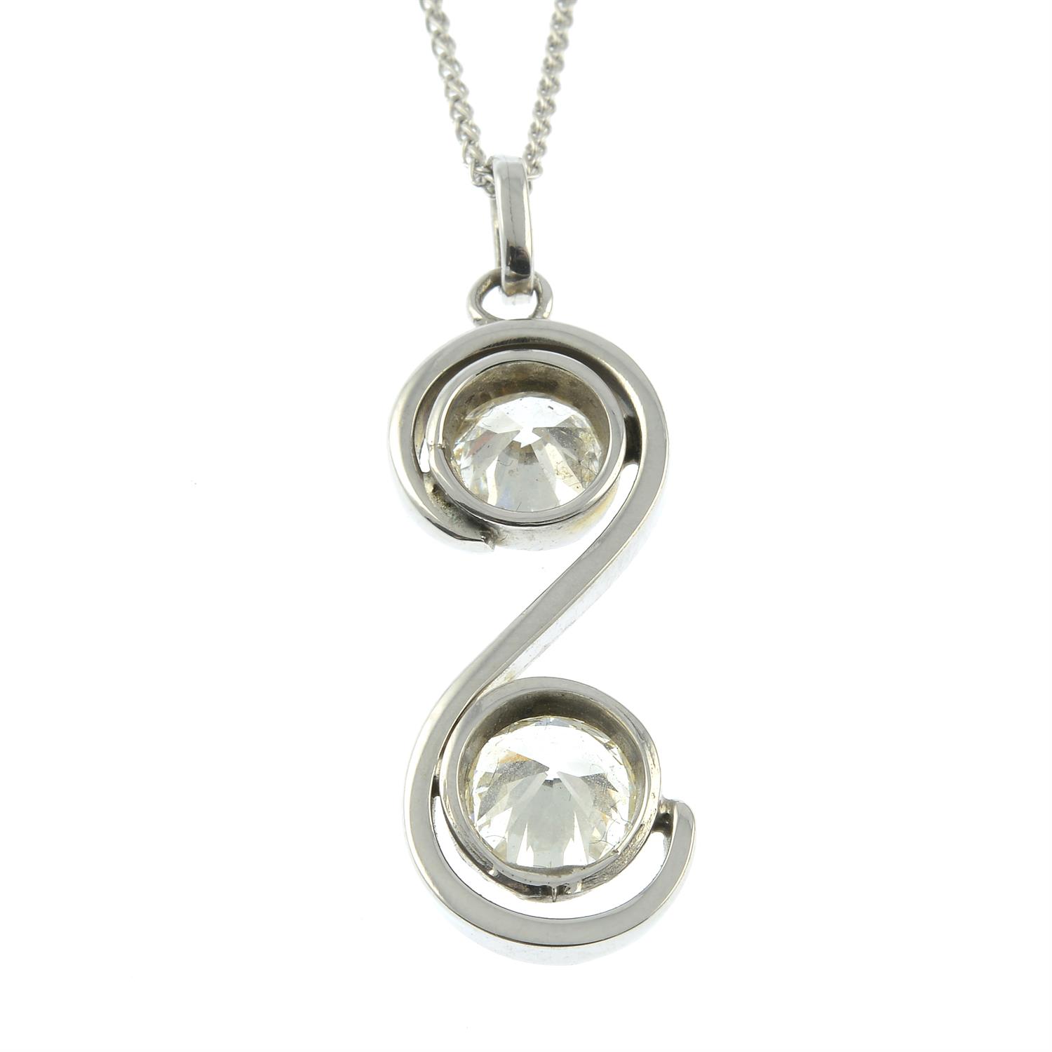 A brilliant-cut diamond two-stone pendant, with 18ct gold chain. - Image 3 of 5