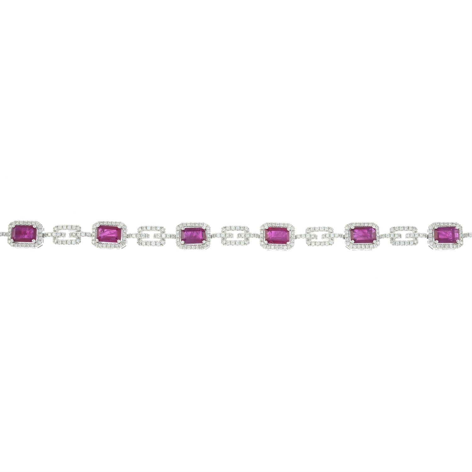 A ruby and diamond bracelet. - Image 2 of 4