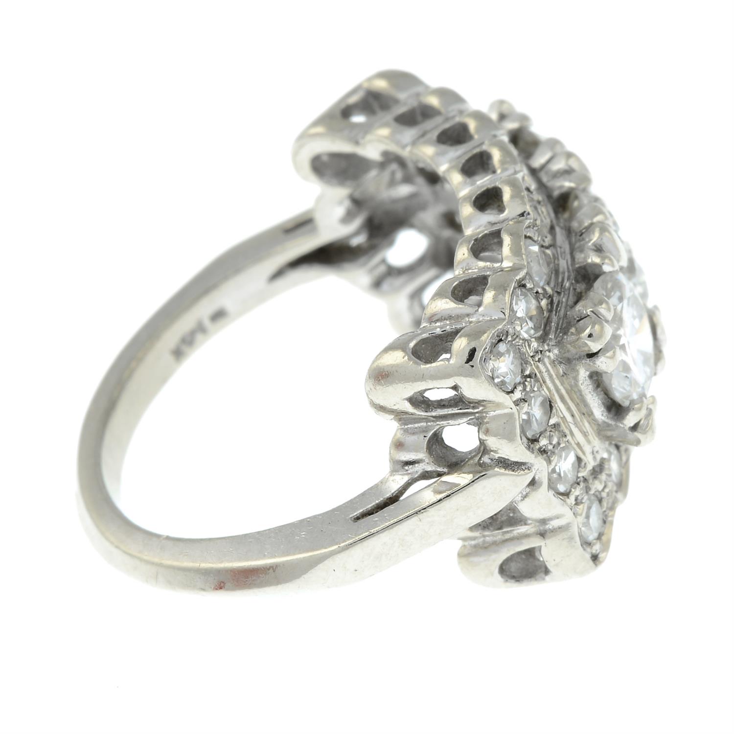 A brilliant-cut diamond three-stone ring, with single-cut diamond shared surround. - Image 4 of 6