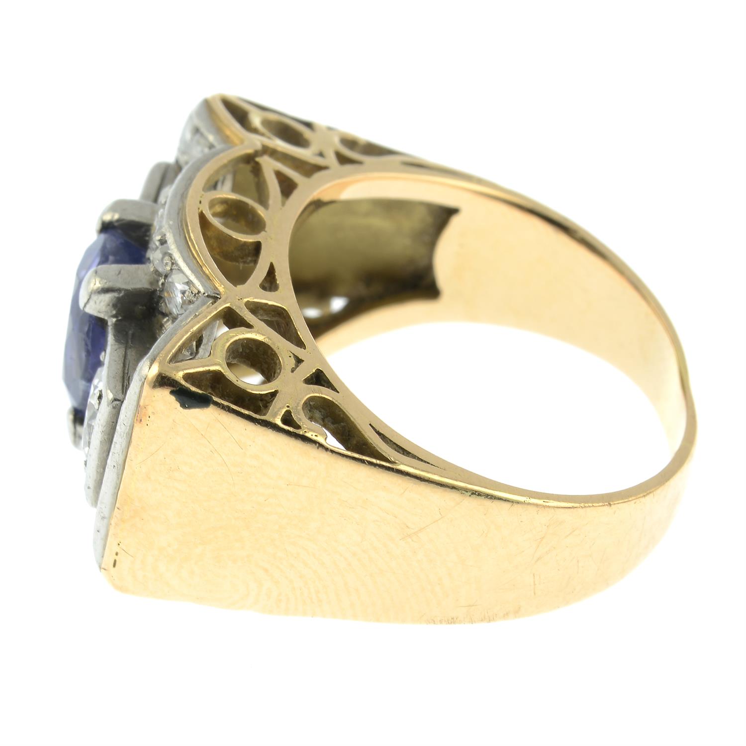 A 1940s palladium and gold sapphire and diamond dress ring. - Image 3 of 6