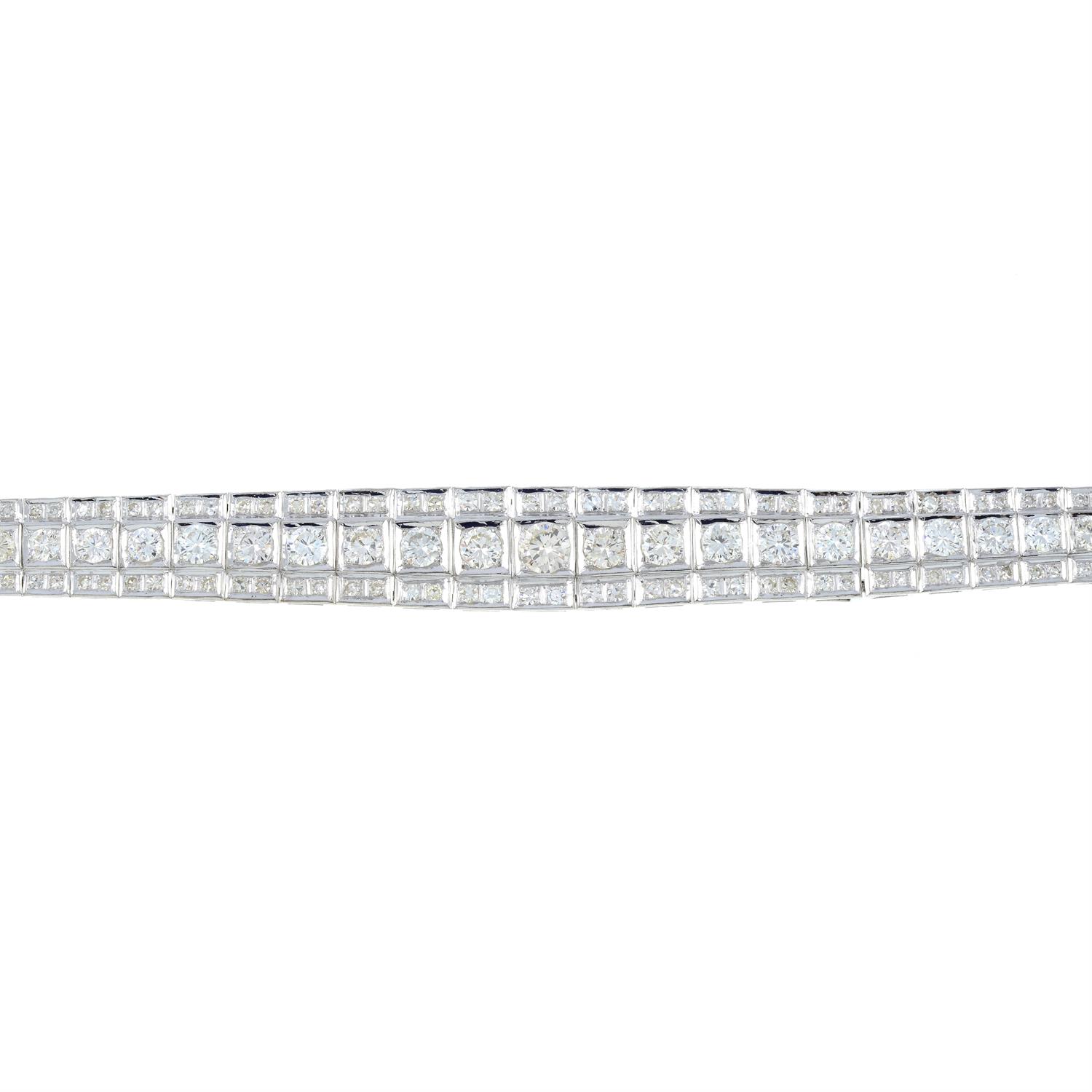 A graduated brilliant-cut diamond line bracelet, with single-cut diamond line sides. - Image 2 of 5