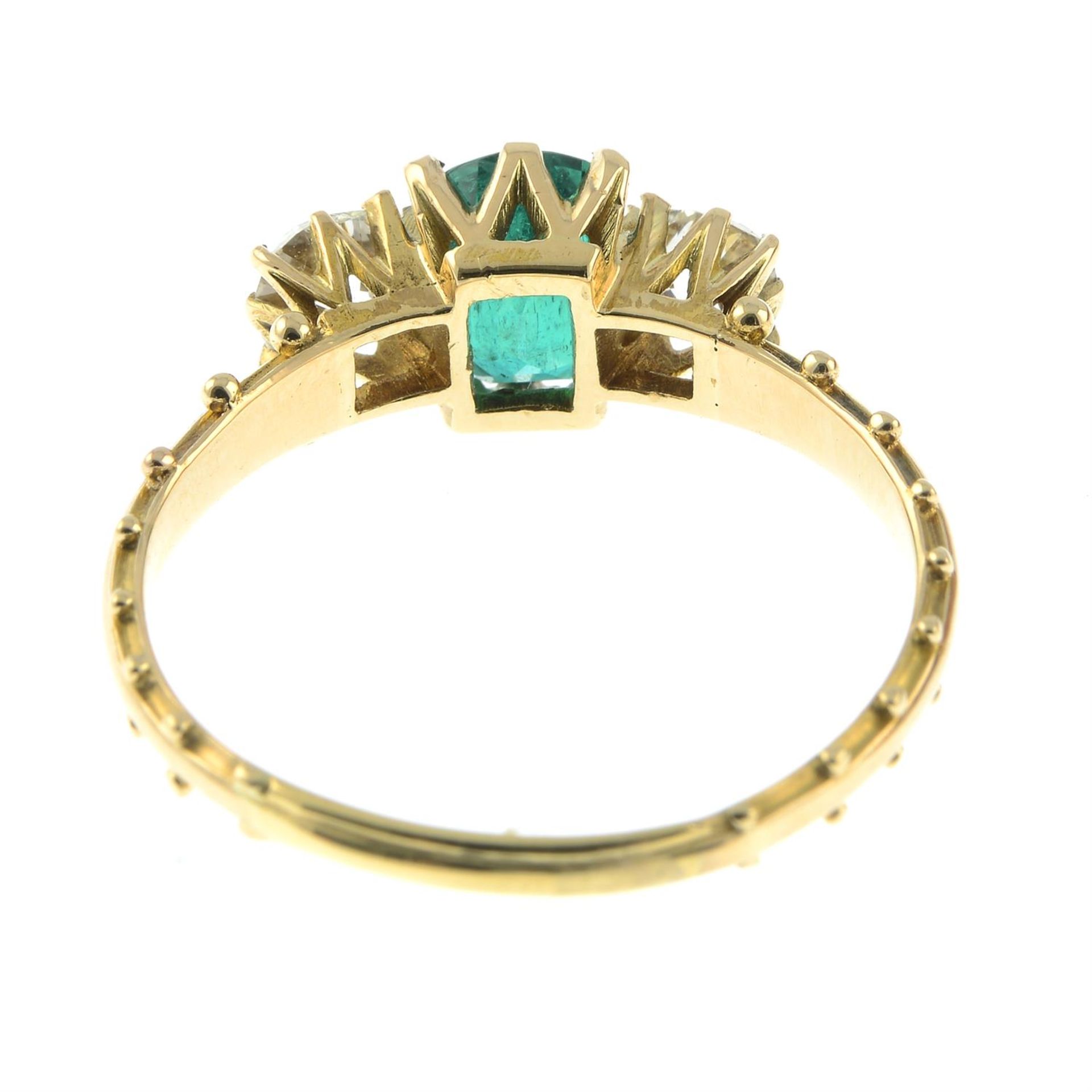 An emerald and old-cut diamond three-stone ring. - Image 4 of 6