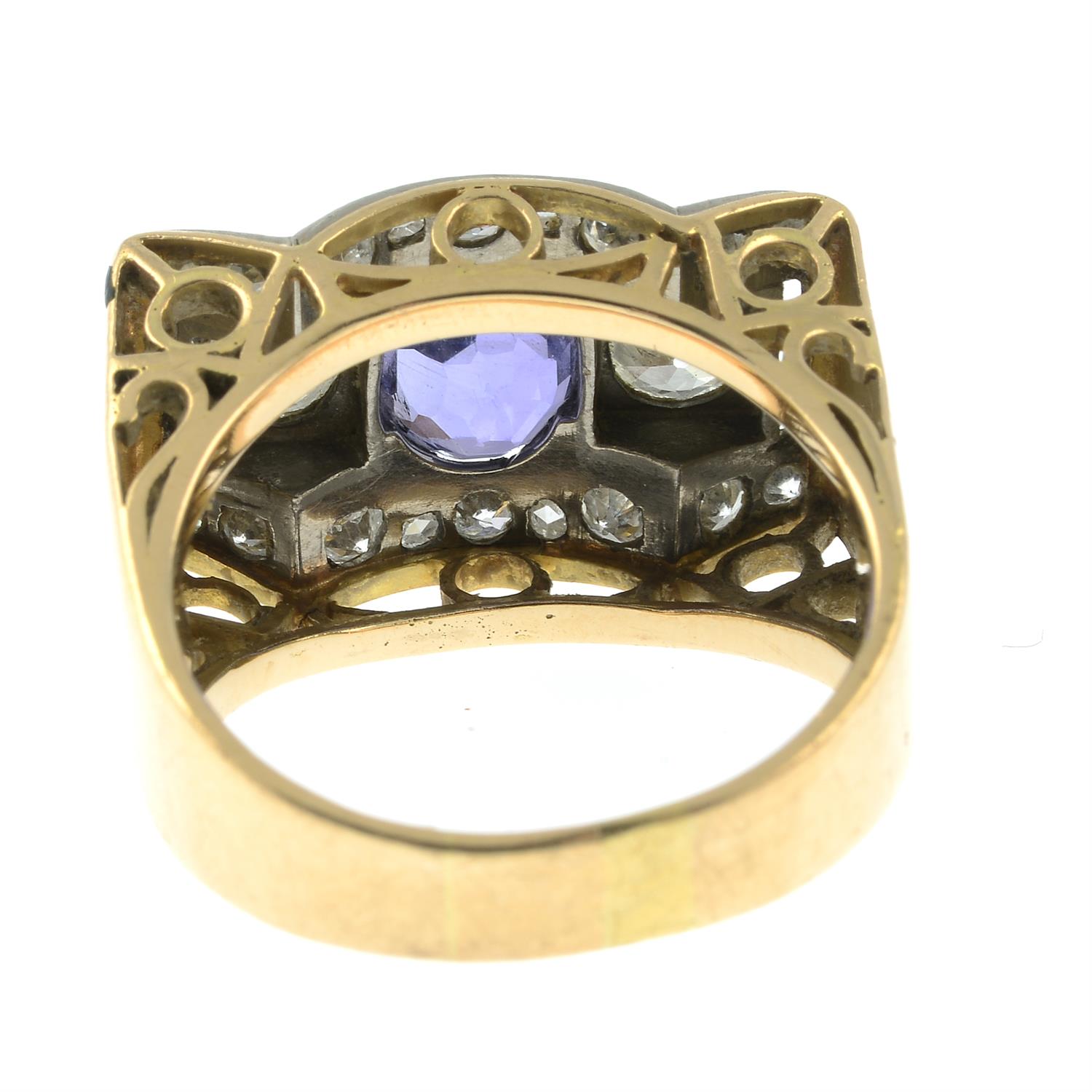 A 1940s palladium and gold sapphire and diamond dress ring. - Image 4 of 6