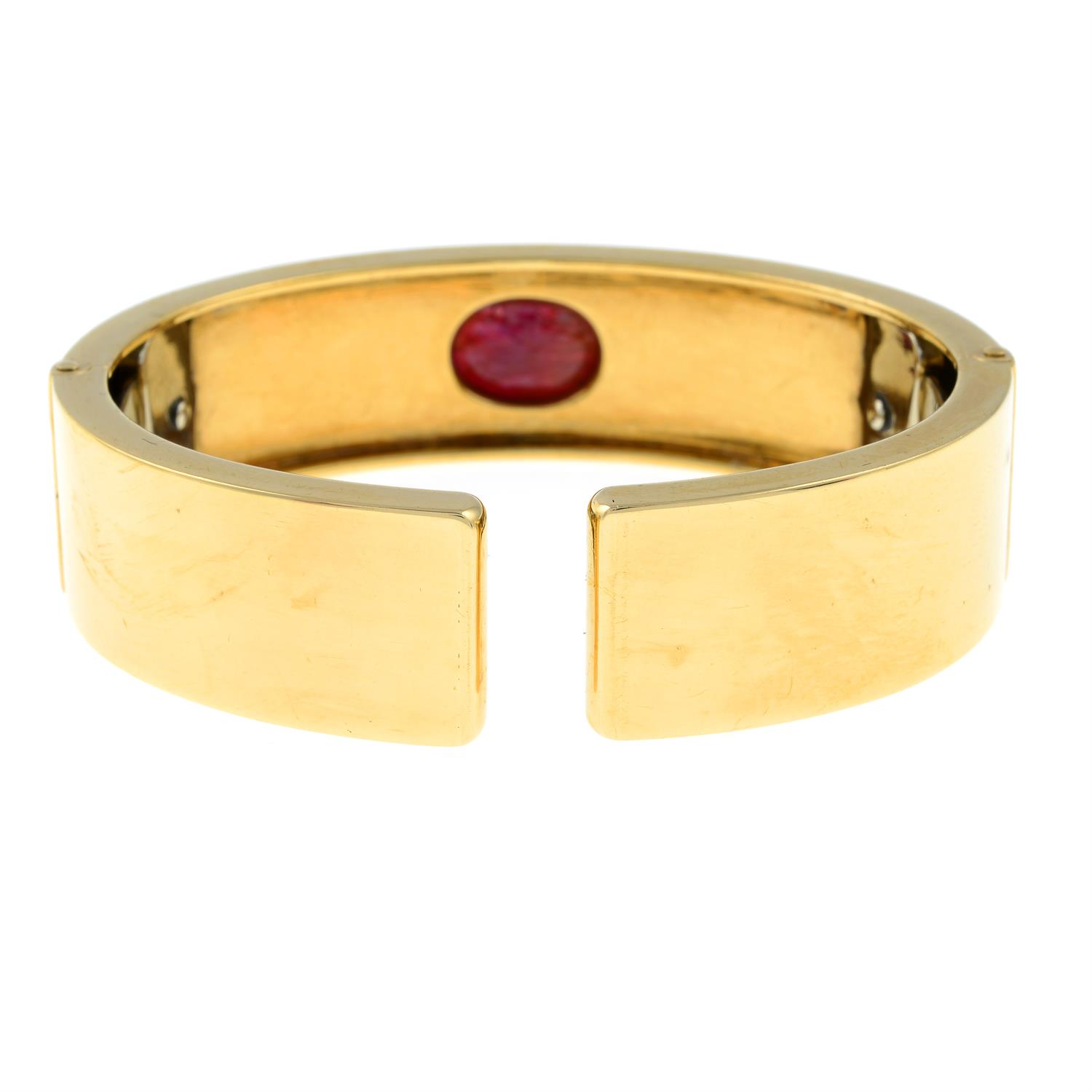 A ruby cabochon hinged bangle cuff, by Bulgari. - Image 3 of 5