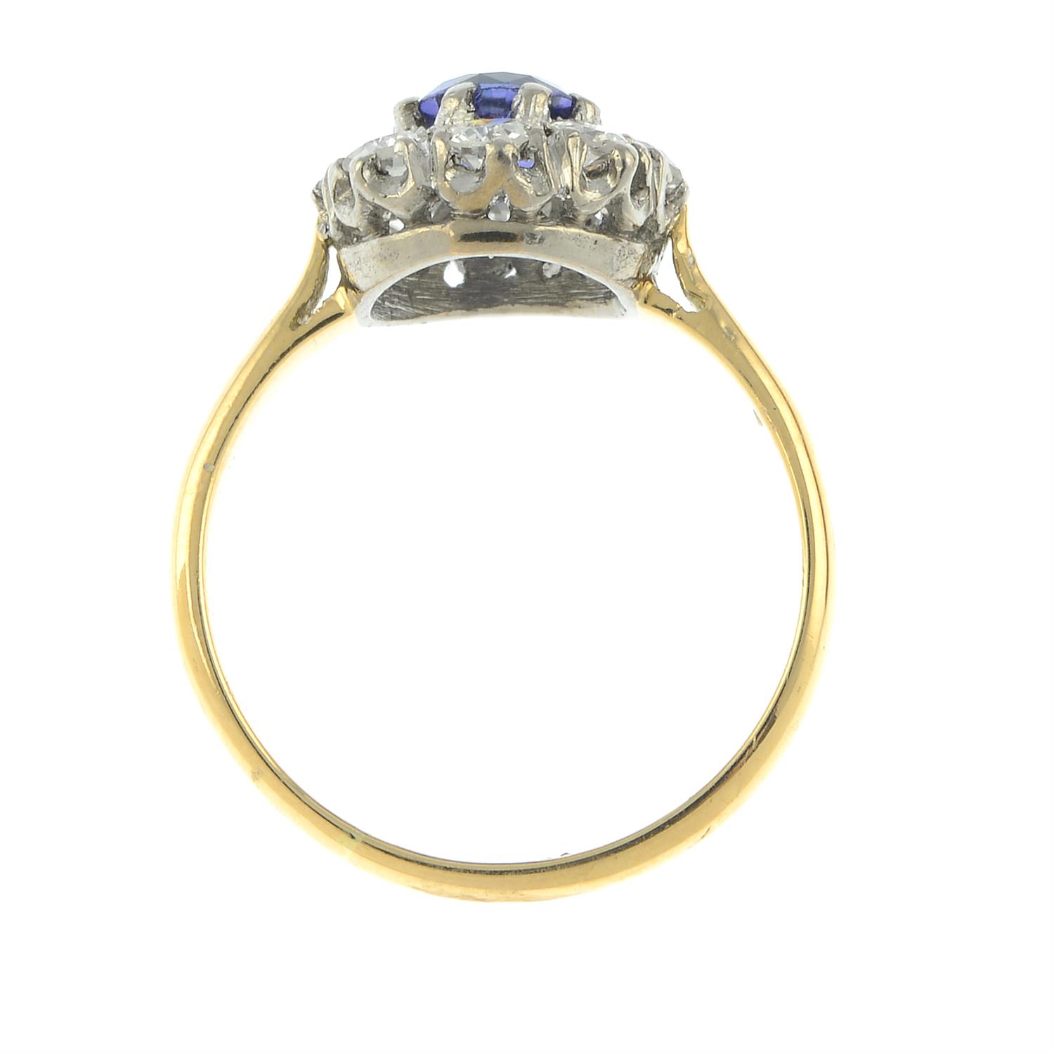 A late Victorian 18ct gold Sri Lankan colour-change sapphire and diamond cluster ring. - Image 5 of 6