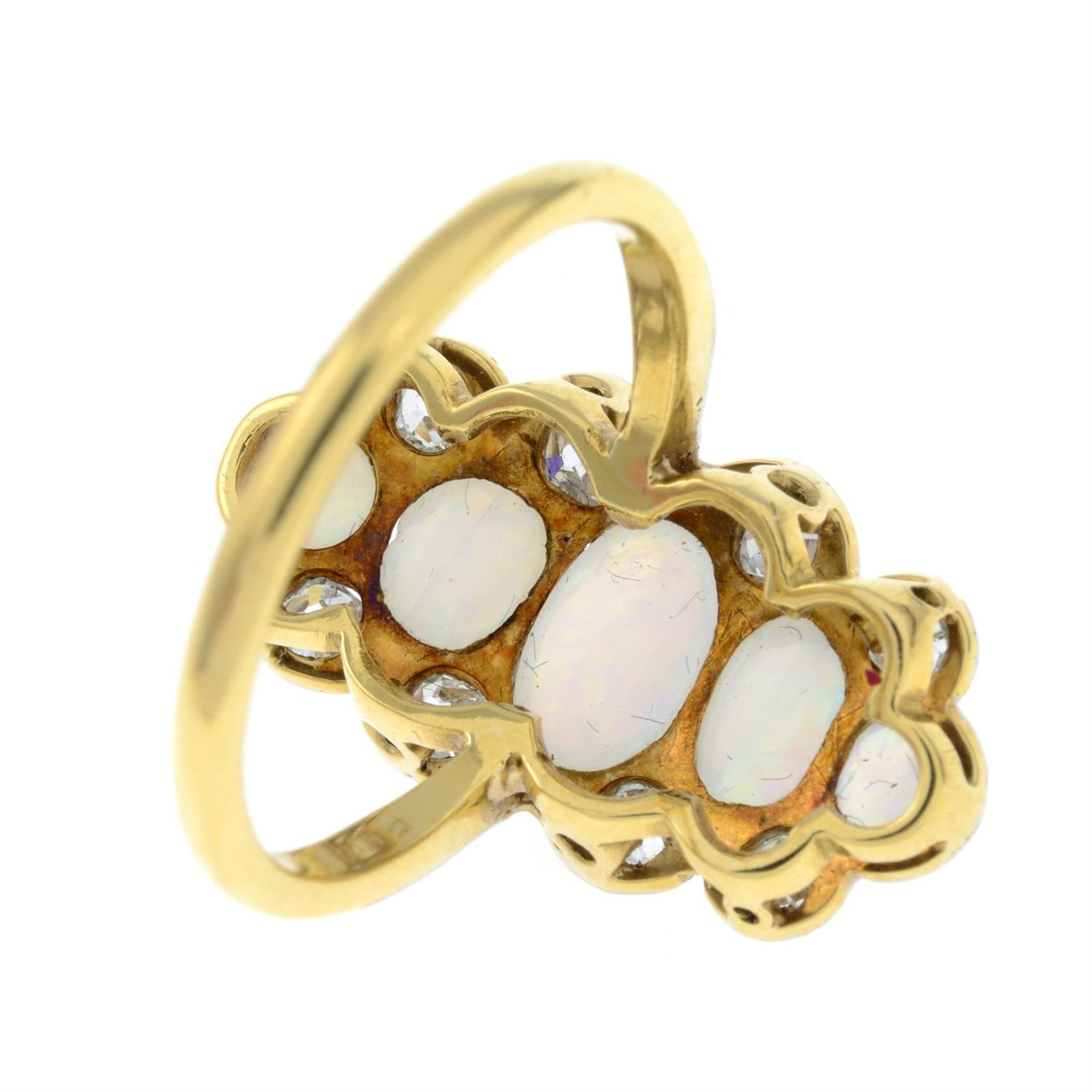 An early 20th century platinum and 18ct gold, opal and diamond ring. - Bild 5 aus 6