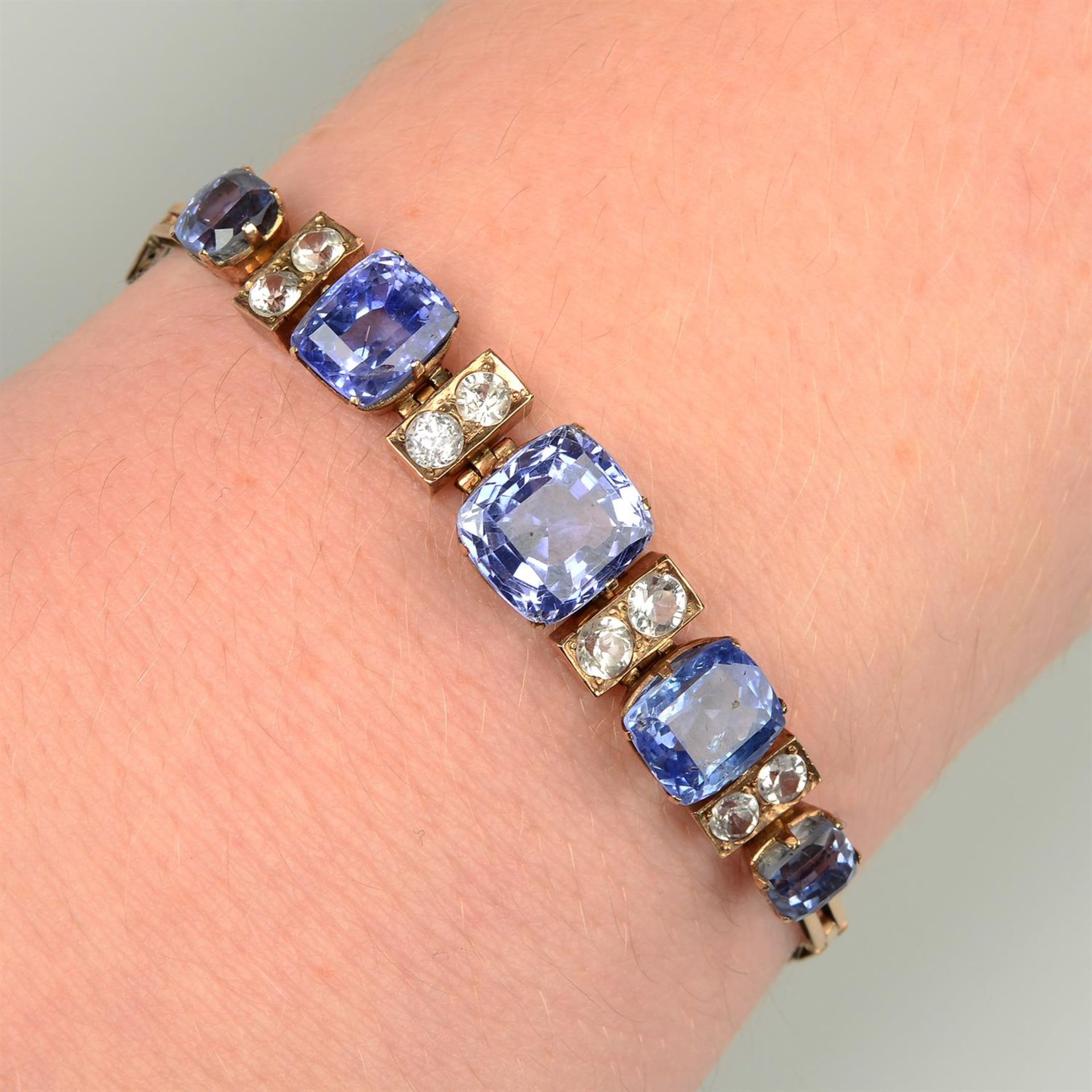 A Sri Lankan sapphire and colourless sapphire bracelet.
