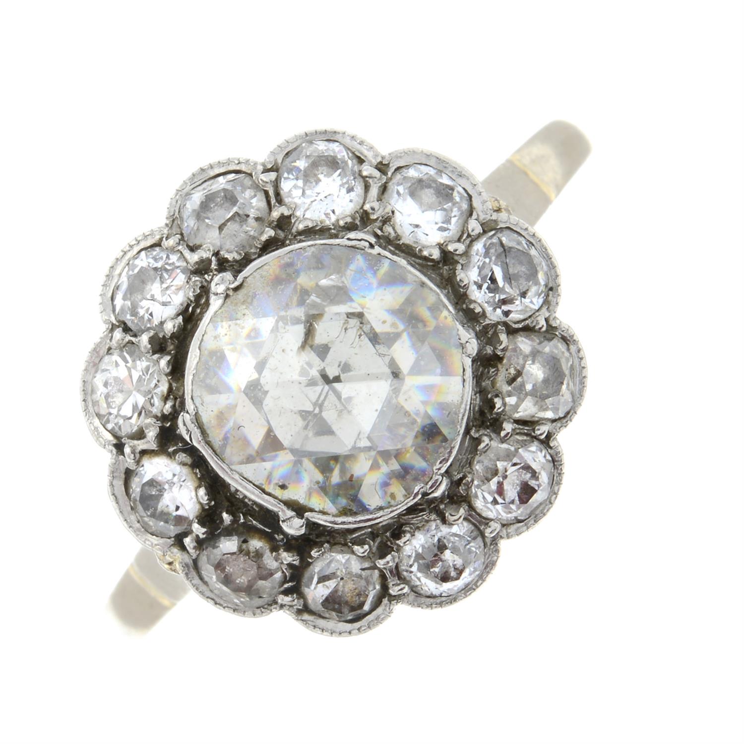 A rose and circular-cut diamond cluster ring. - Image 2 of 6