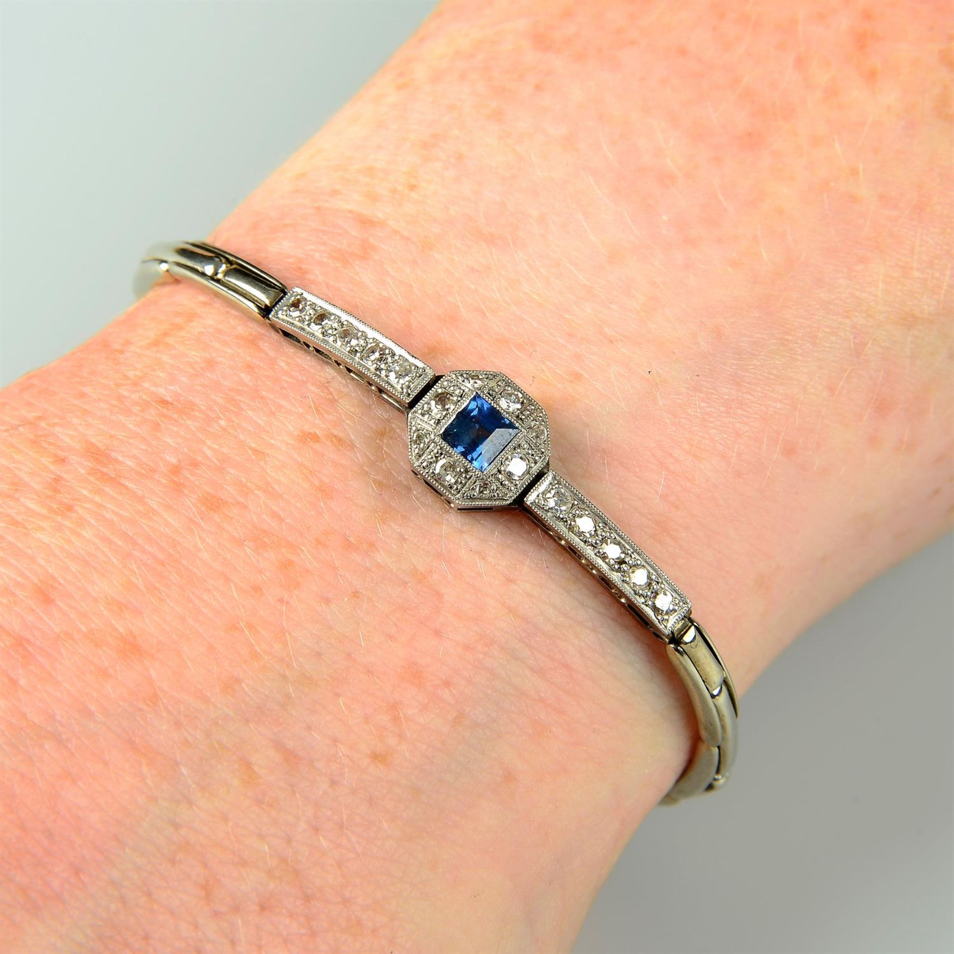 An early 20th century 15ct gold sapphire and circular-cut diamond bracelet, with later 9ct gold