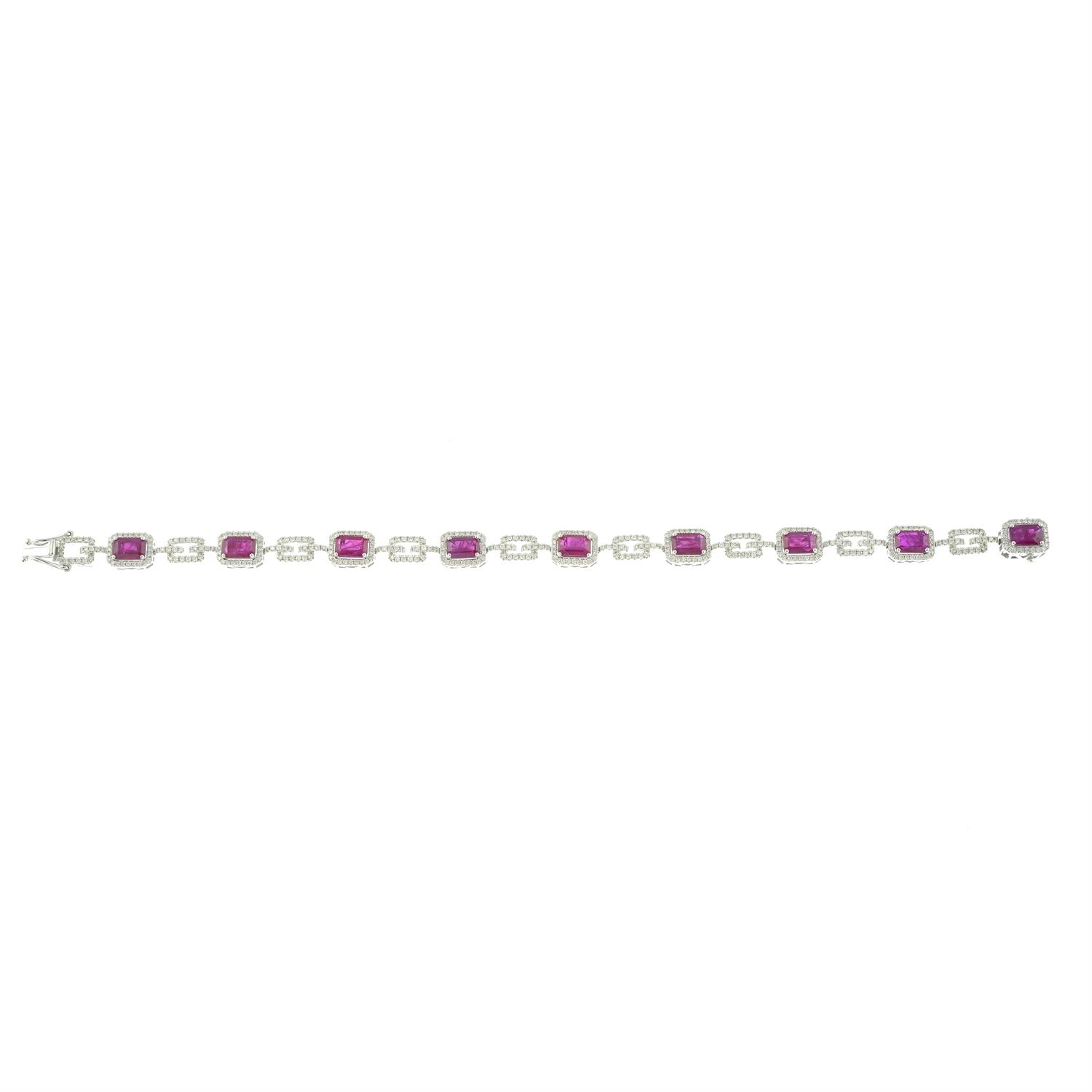 A ruby and diamond bracelet. - Image 3 of 4