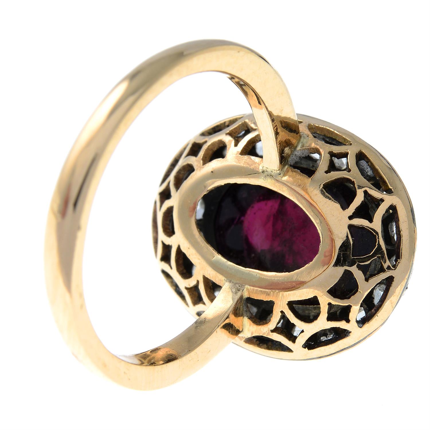 A garnet and rose-cut diamond cluster ring. - Image 5 of 6